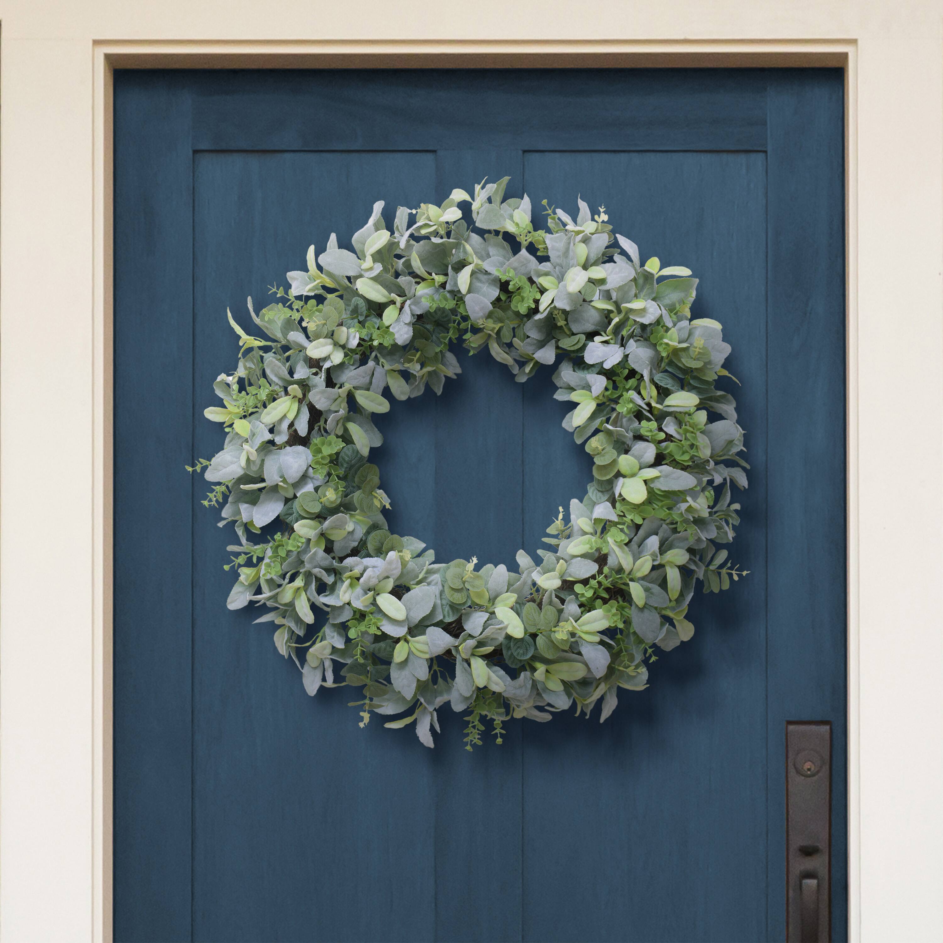 28&#x22; Flocked Lamb&#x27;s Ear Spring Wreath