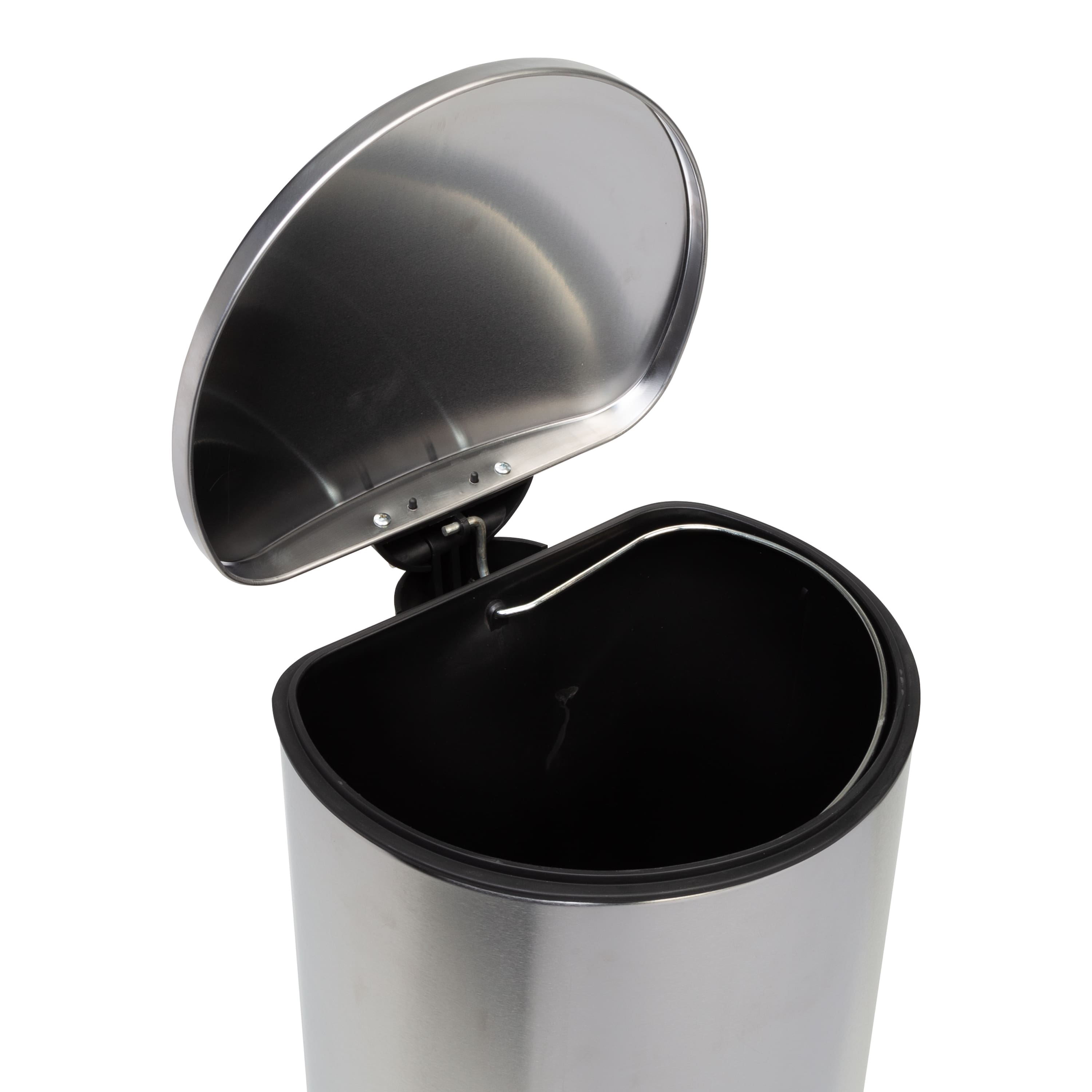 30L Semi-Round Stainless Steel Step Trash Can With Lid