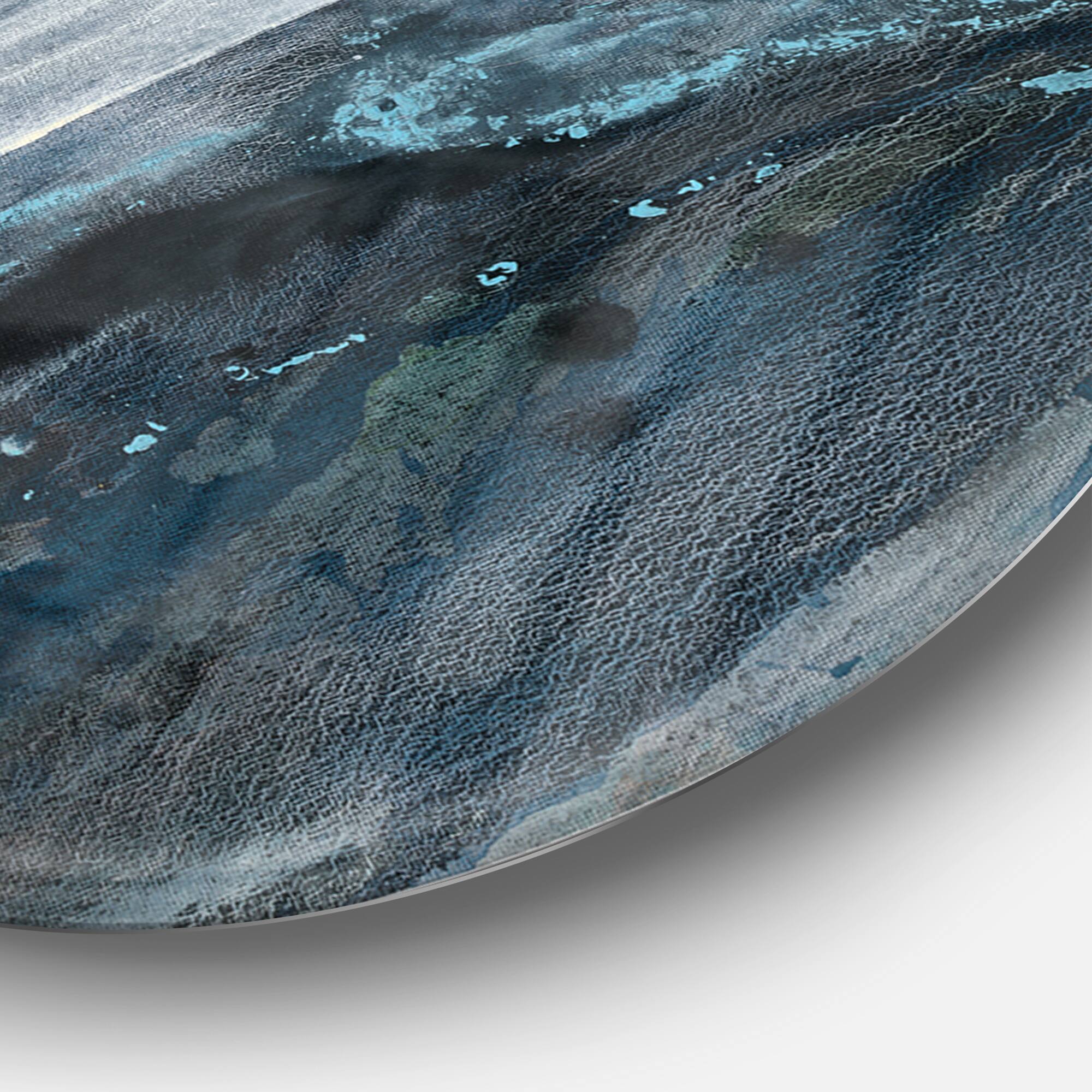 Designart - Splash Blue Indigo - Geometric Metal Circle Wall Art