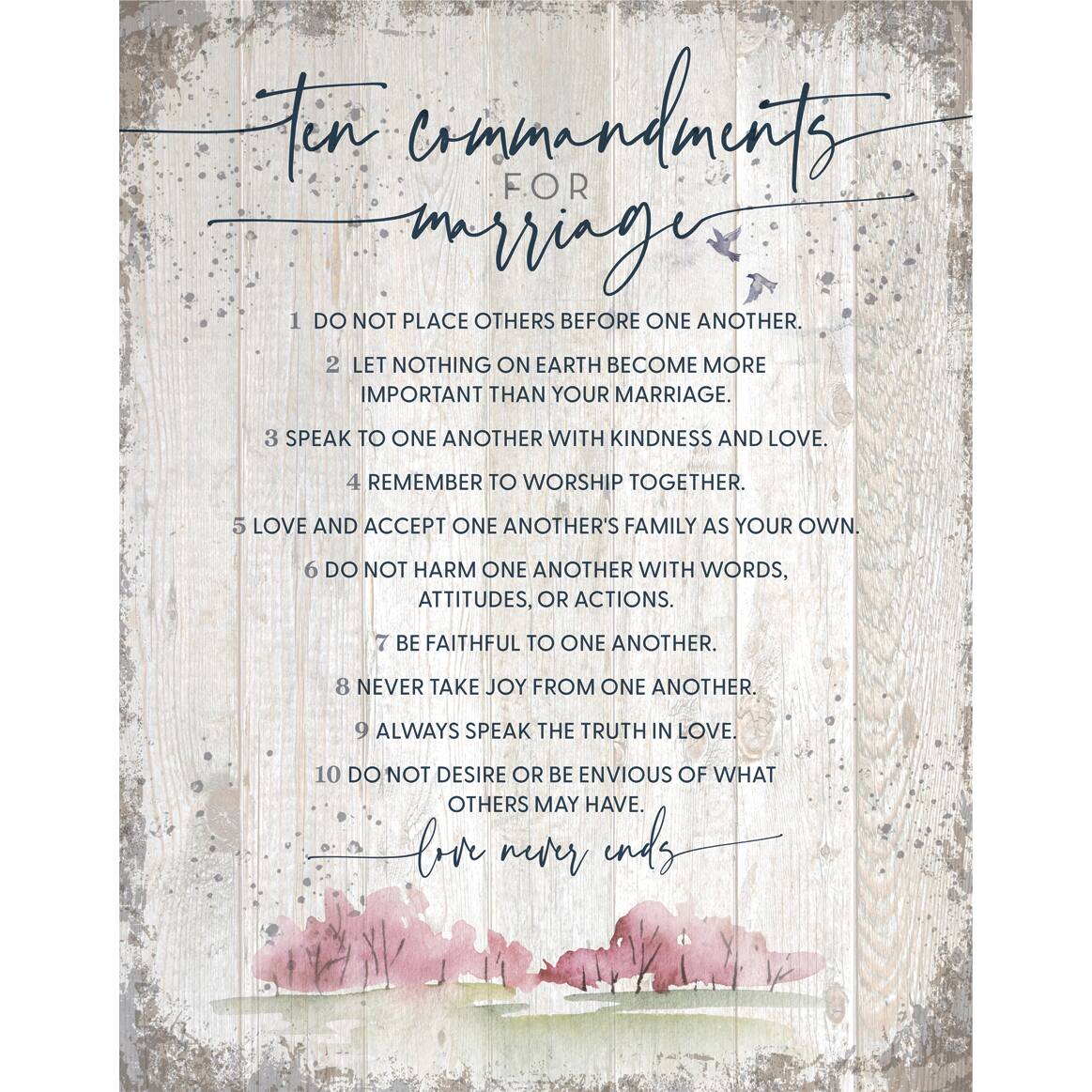 Ten Commandments For Marriage Wood Plaque