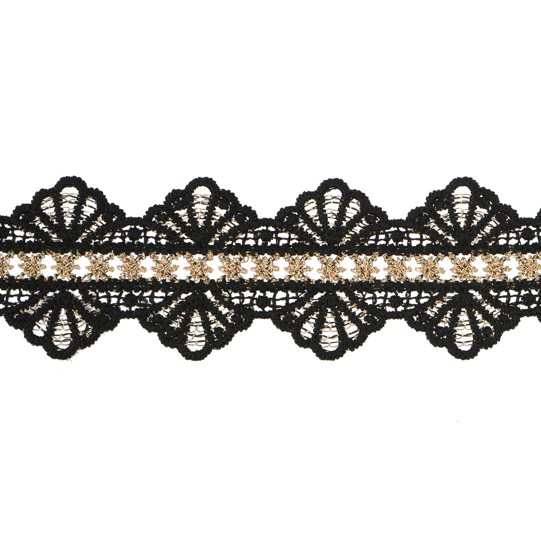 1.5" x 2yd. Black & Gold Lace Ribbon Trim by Ashland® Gothic Bordeaux