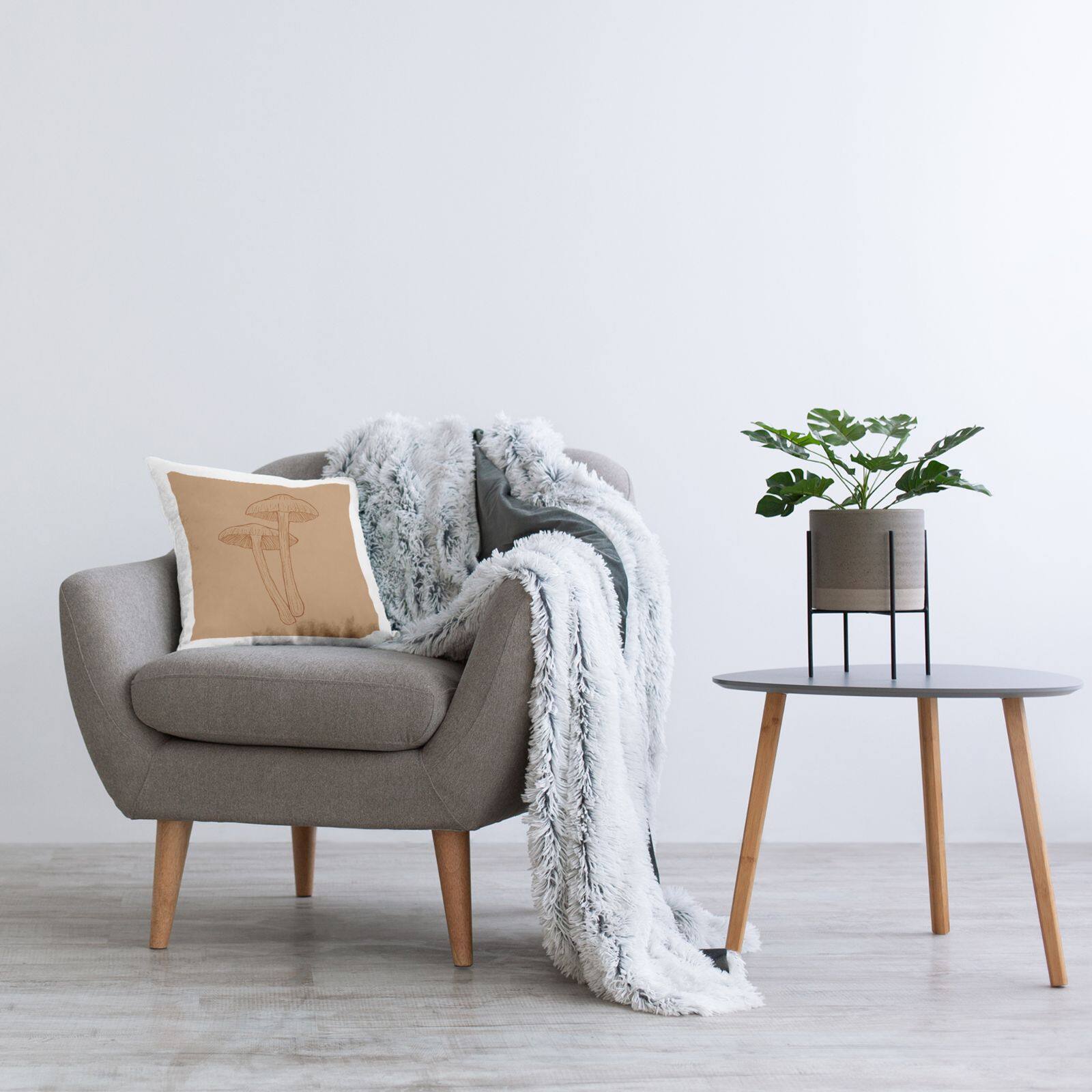 Stupell Industries Intricate Mushrooms Botanical Brown Fungi Throw Pillow, 18" x 18"