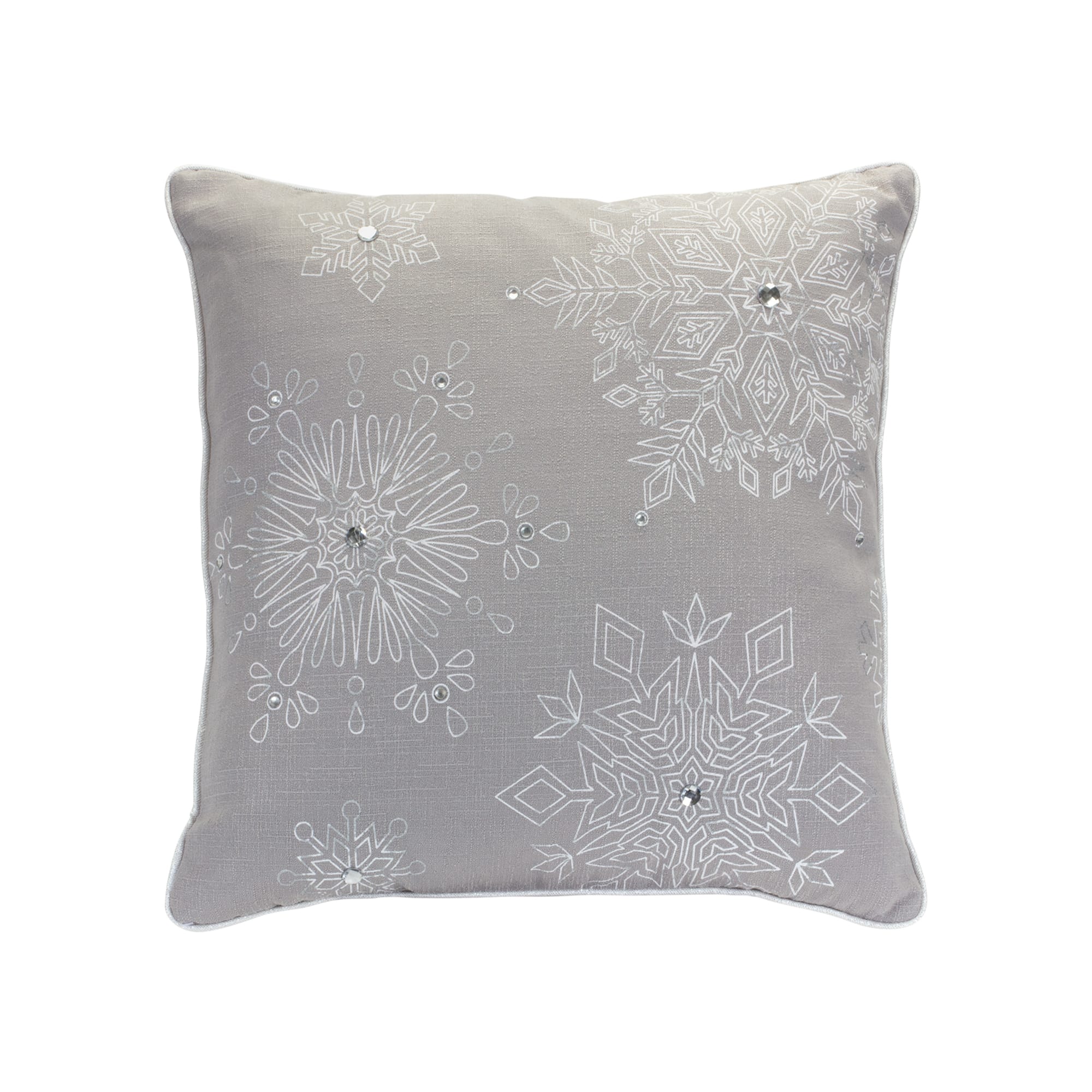 Gray Snowflake Pillow Set, 17&#x22; &#x26; 9&#x22;