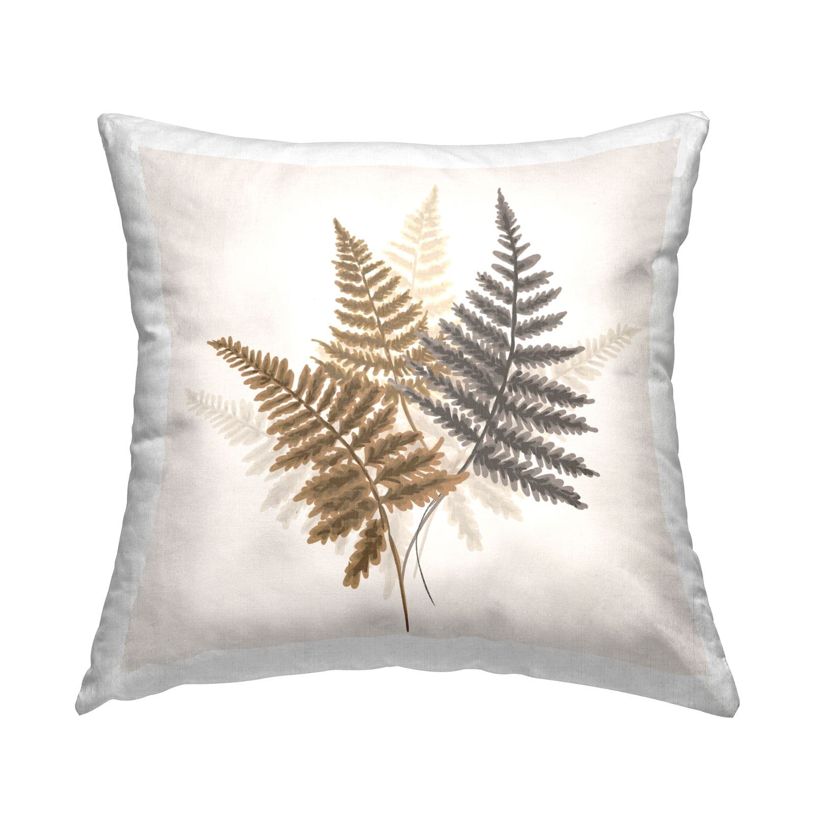 Stupell Industries Soft Forest Fern Plants Arranged over Beige Throw Pillow 18" x 18"