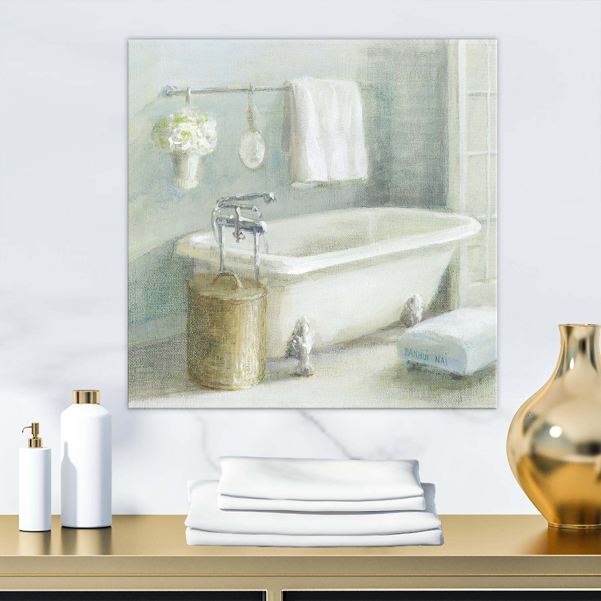 Designart - Pastel Bath I - Bathroom Premium Canvas Wall Art