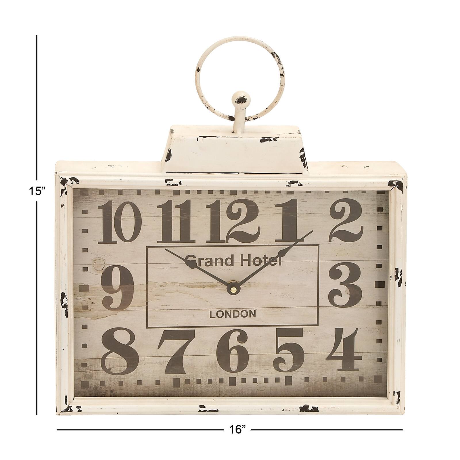 16&#x22; White Metal Vintage Wall Clock
