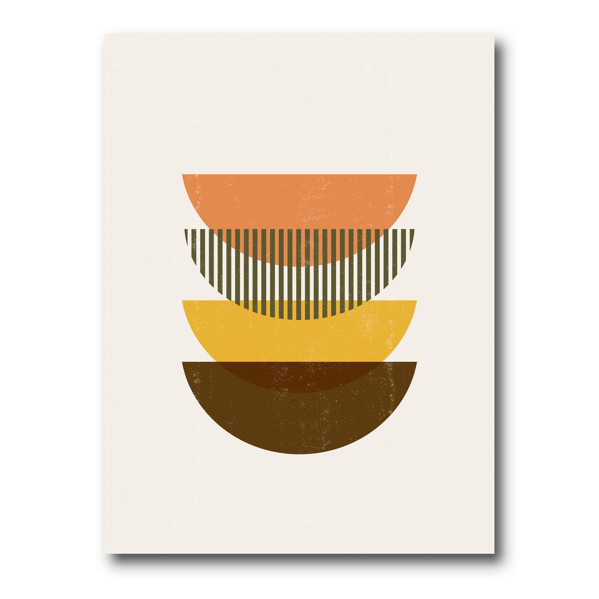 Designart - Abstract Geometric Half Moons In Earth Tones - Modern Canvas Wall Art Print