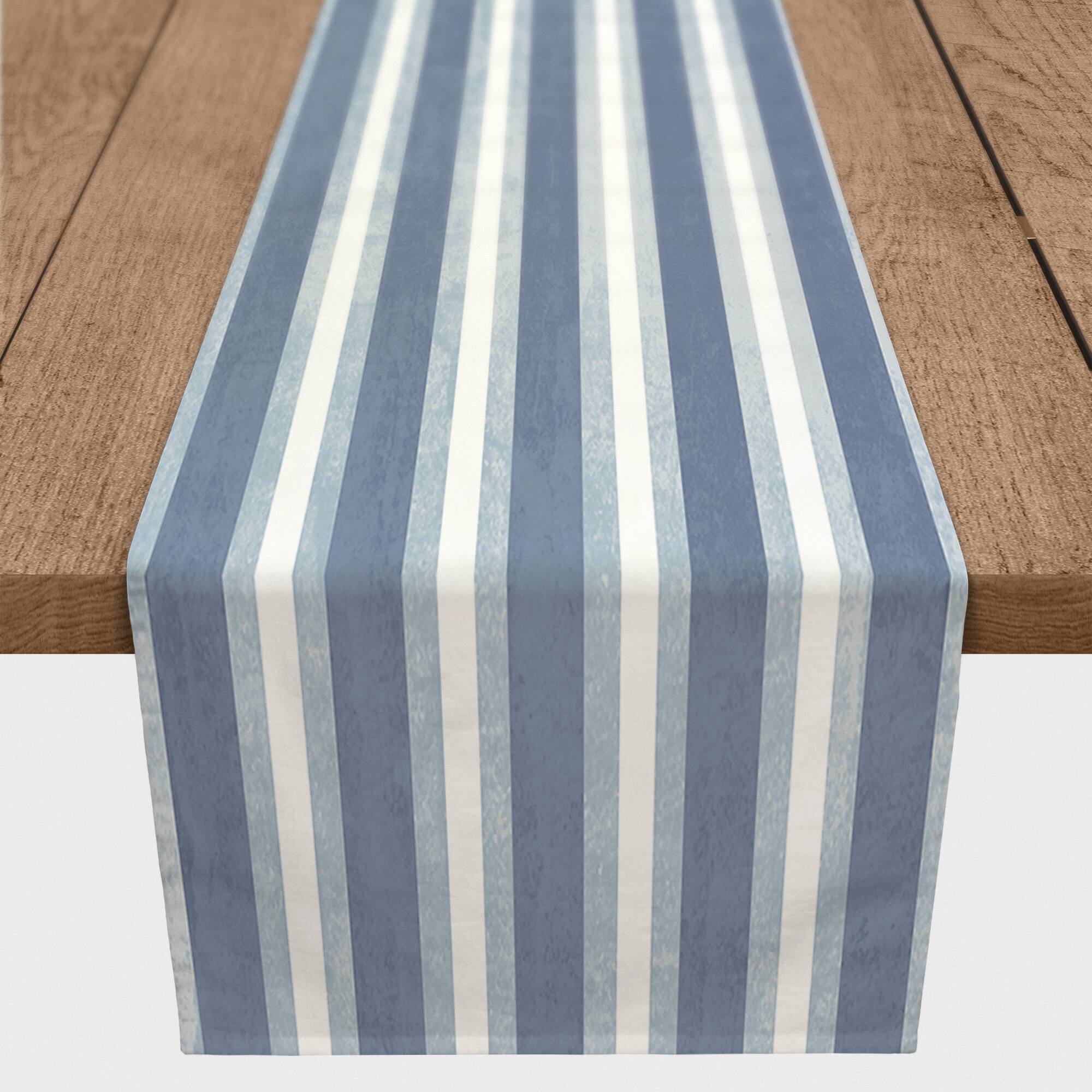 90" Blue Stripes Poly Twill Table Runner