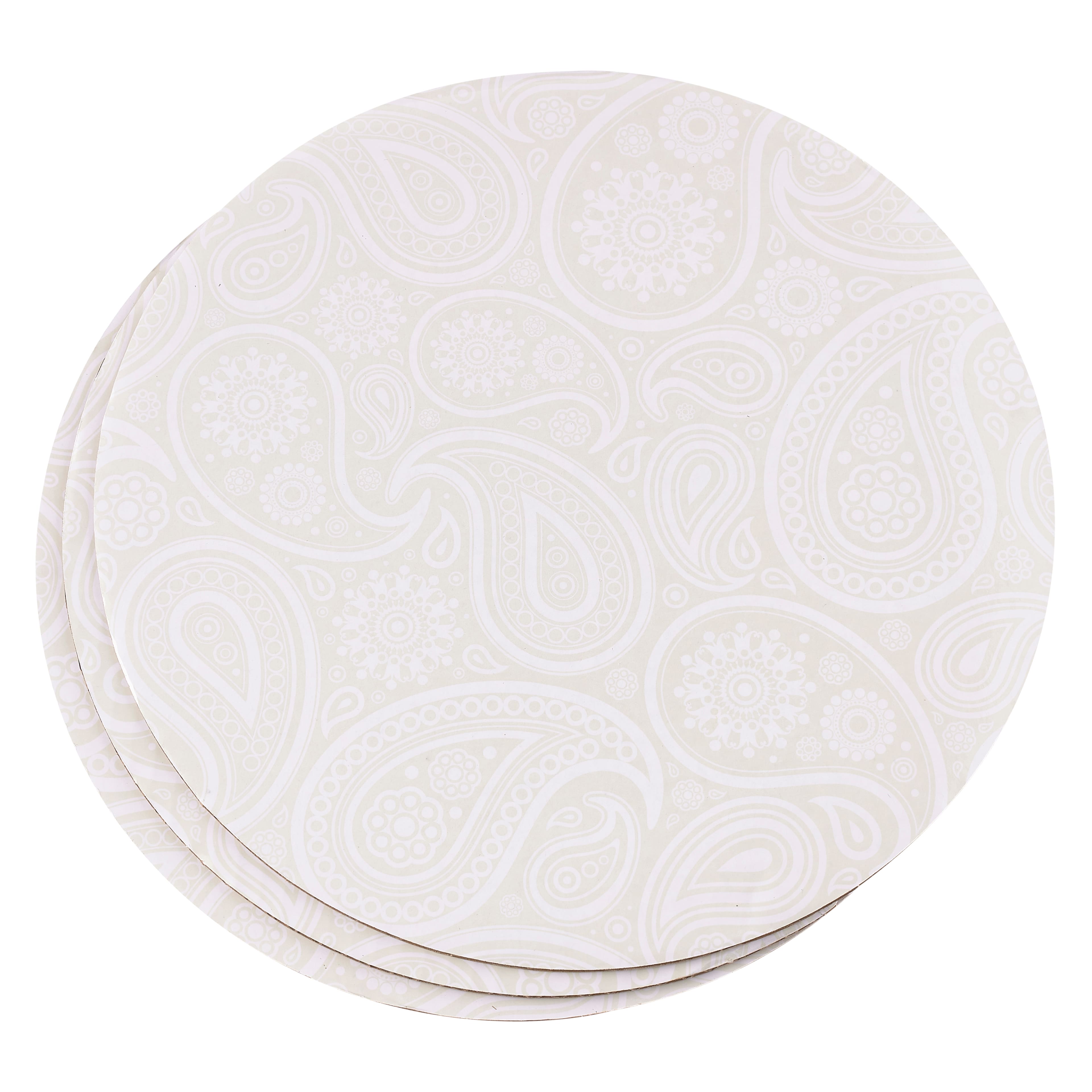 12 Packs: 3 ct. (36 total) 10" Silver Paisley Cake Boards by Makery®