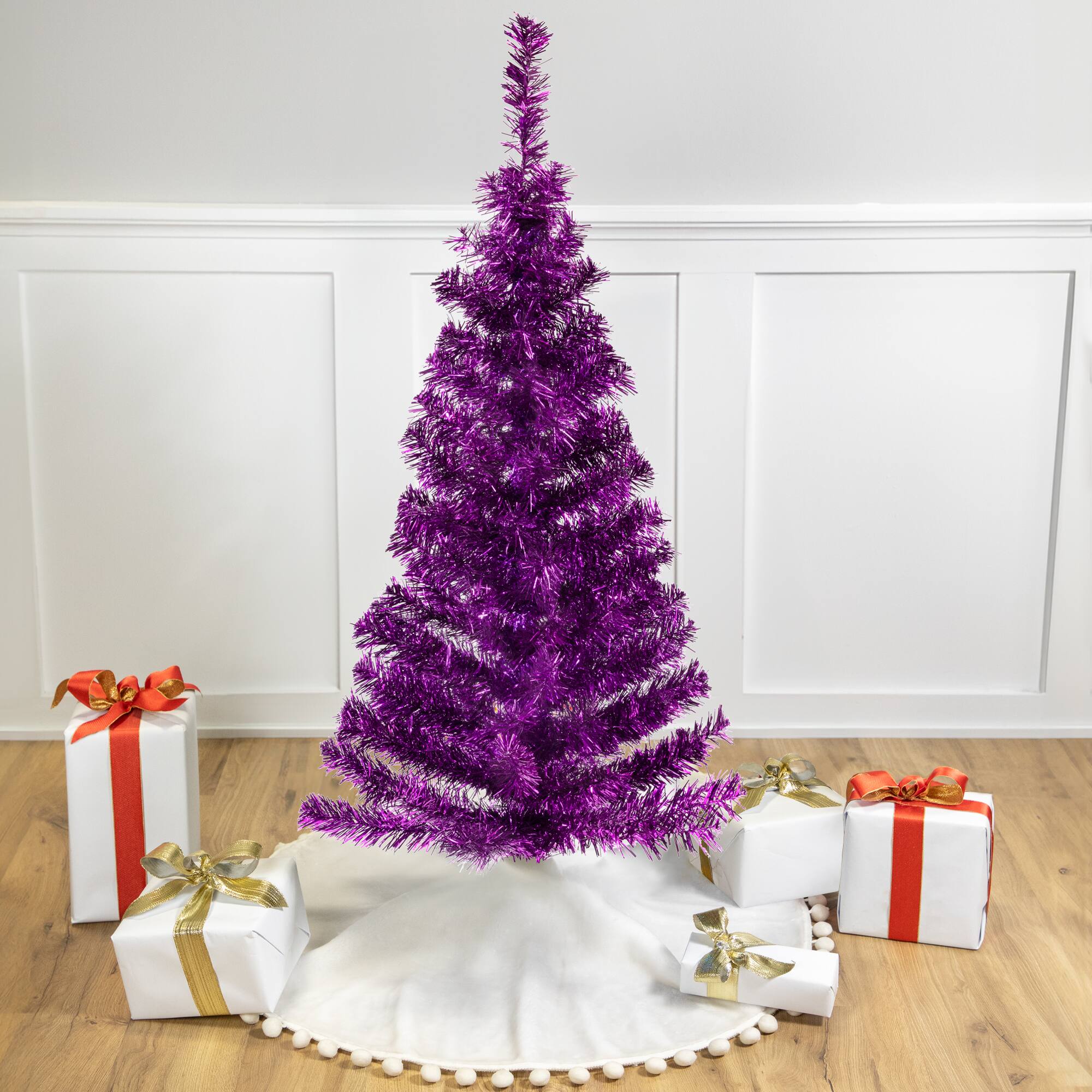 4ft. Unlit Purple Tinsel Artificial Christmas Tree