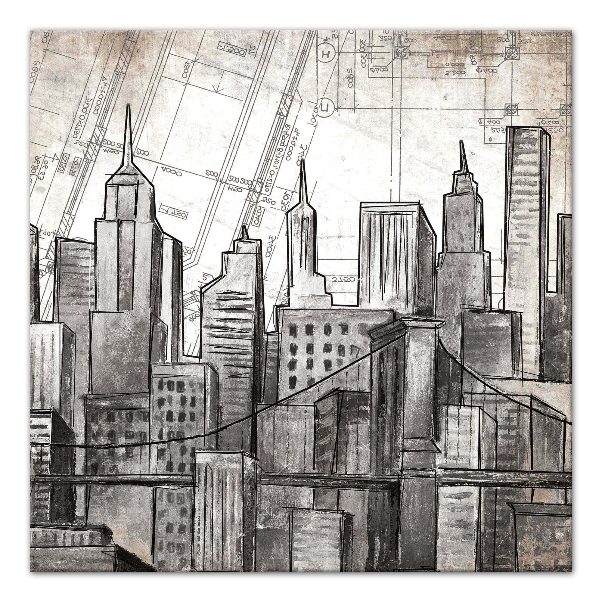 Sketched Skyline 24" x 24" Canvas Wall Art