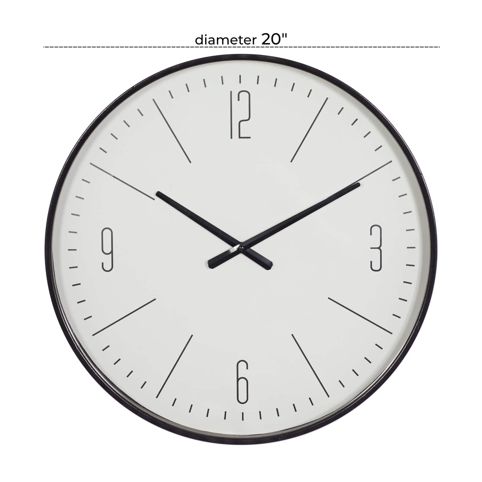 White Glass Contemporary Wall Clock, 20&#x22; x 20&#x22; x 2&#x22;