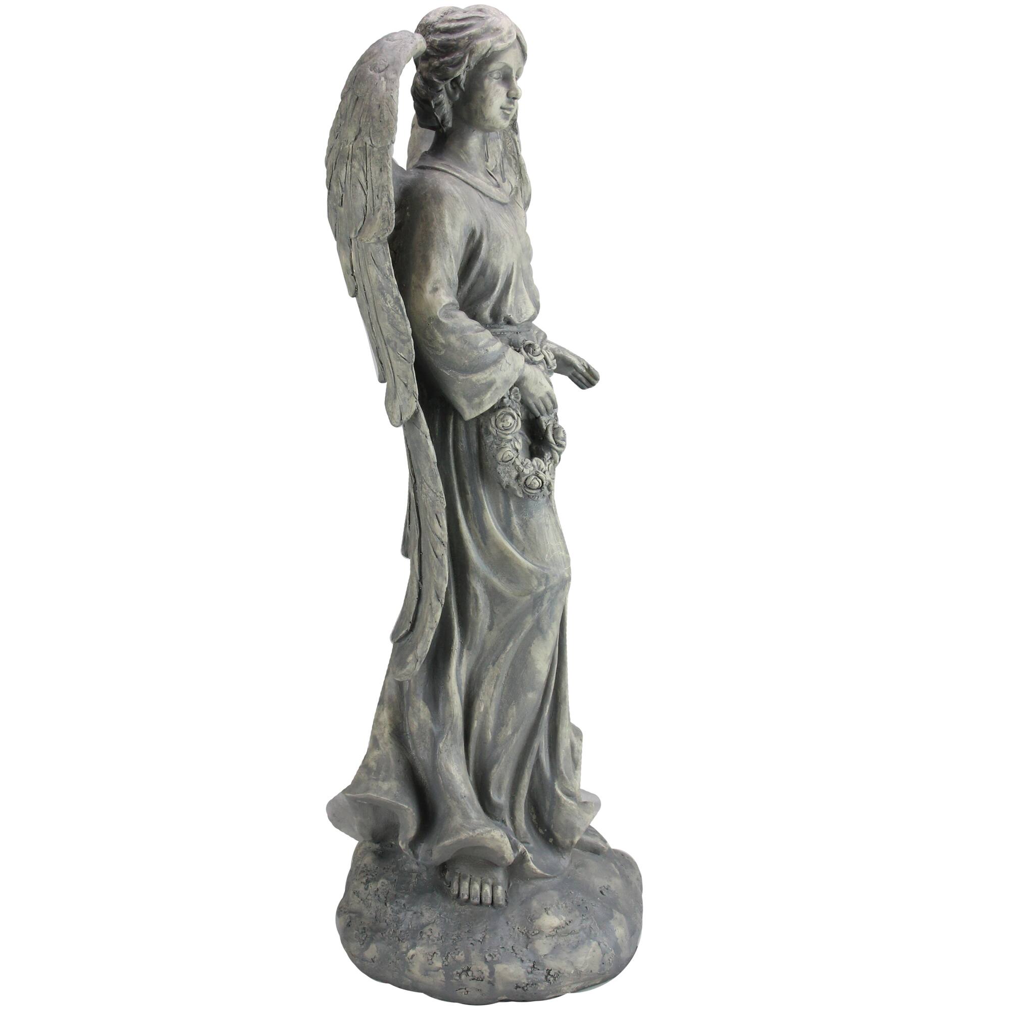 26&#x22; Angel with Floral Wreath Garden Figure