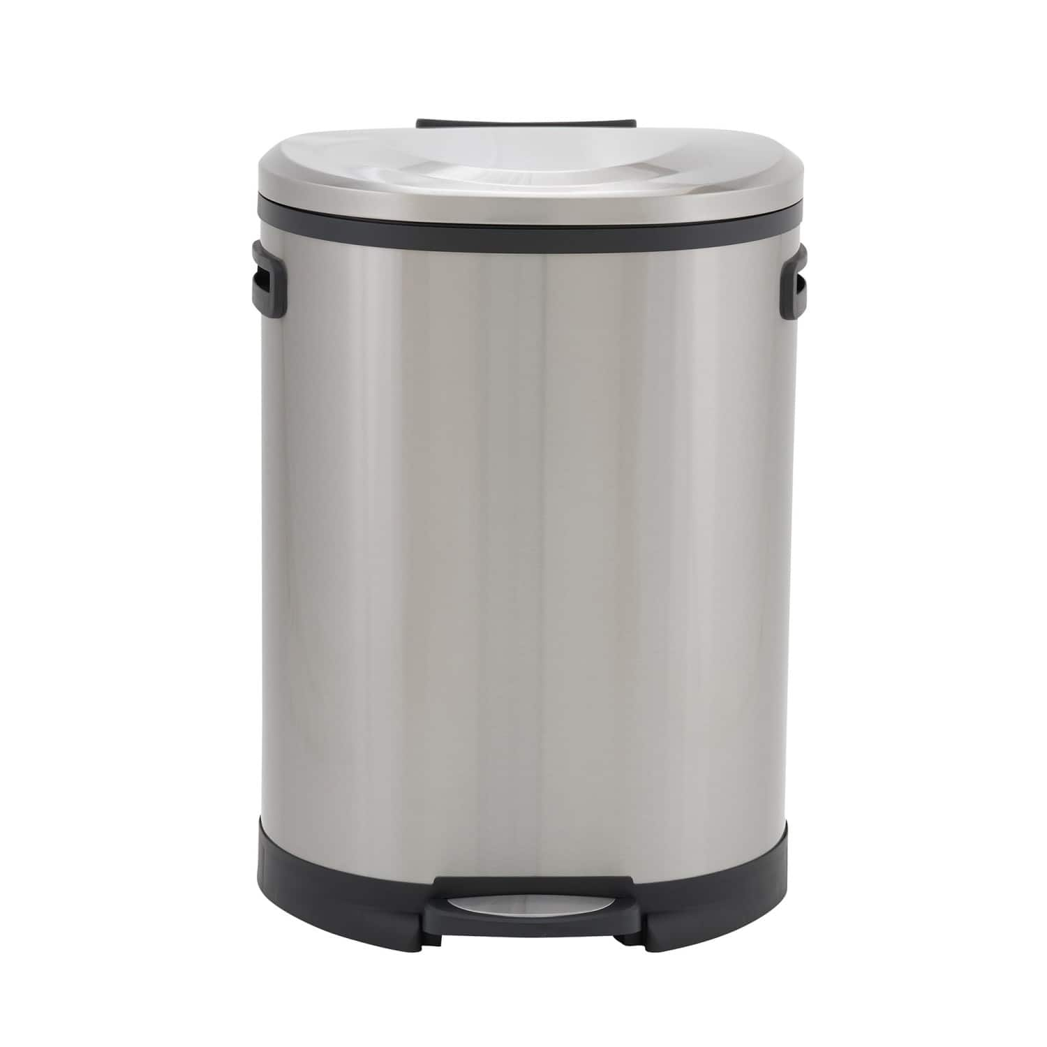 Household Essentials 13 gal. Stainless Steel Oval Trash Can with Step