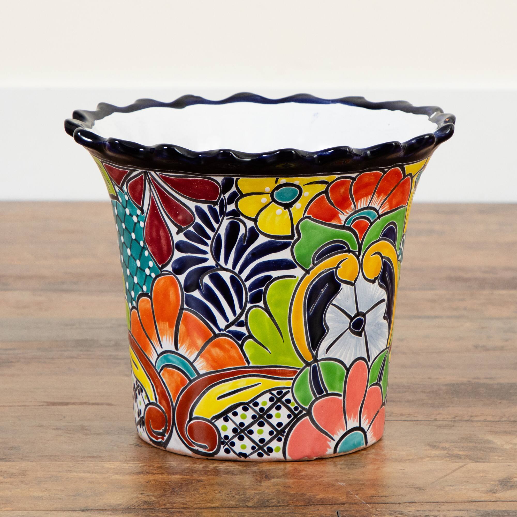 12" Handmade Mexican Talavera Ceramic Planter