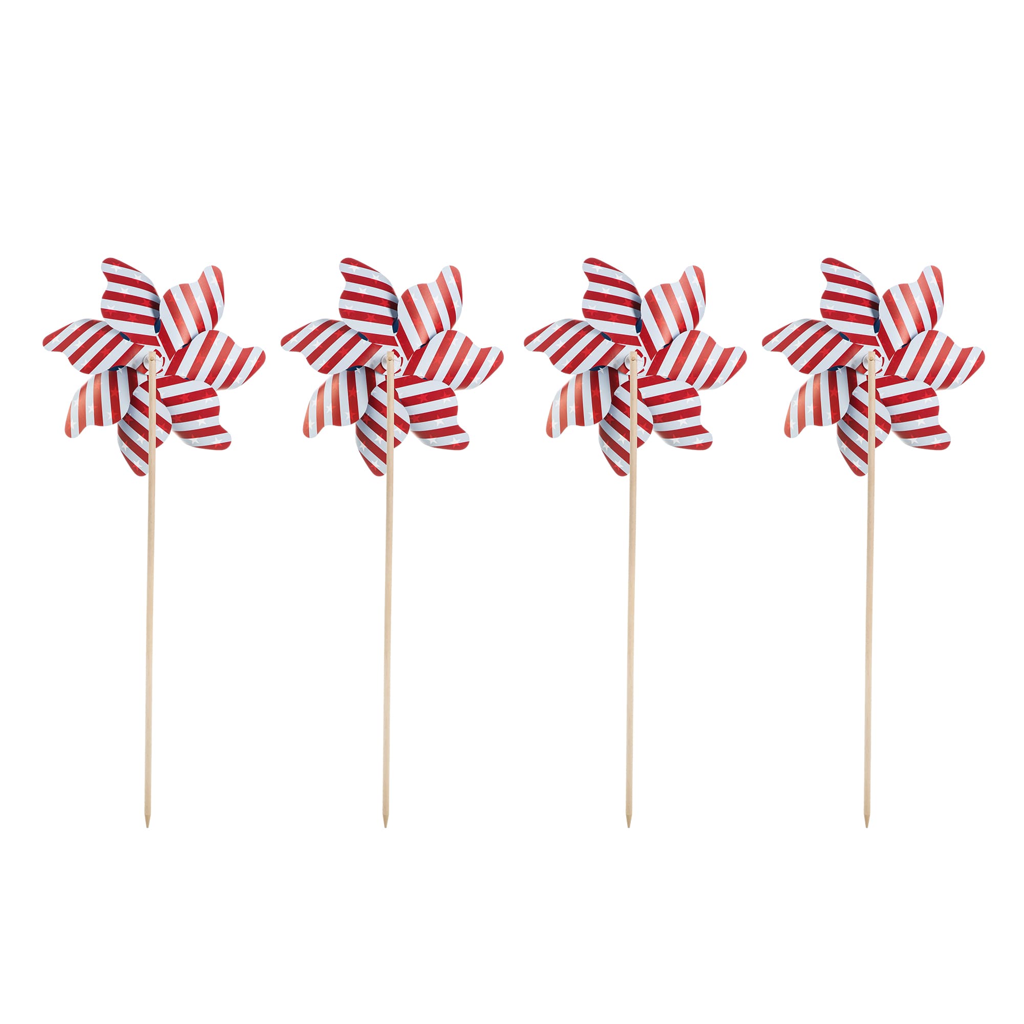 Glitzhome® 43.2" Stars & Stripes Patriotic Windmills, 4ct.
