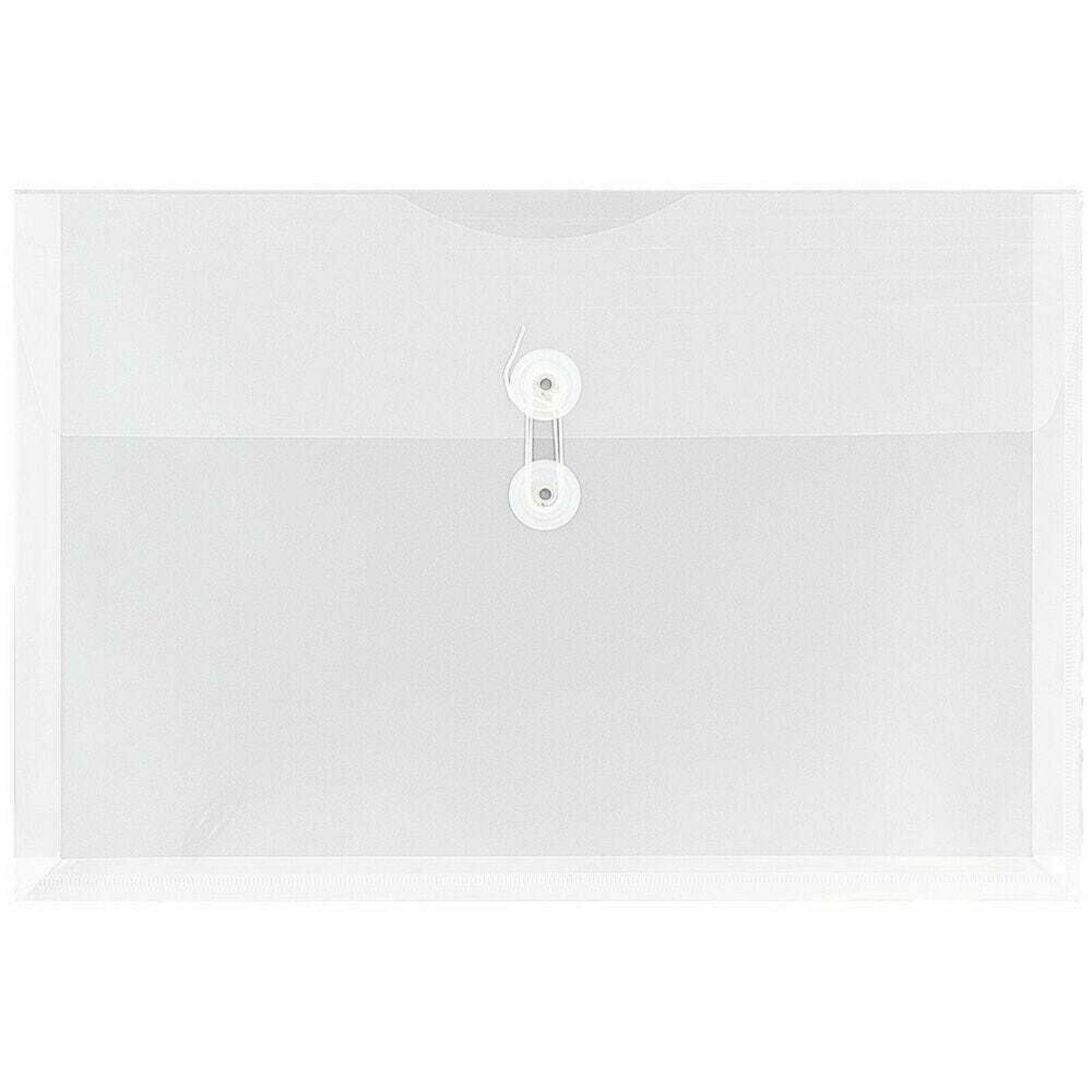 JAM Paper 9.75&#x22; x 14.5&#x22; Clear Plastic Button &#x26; String Closure Booklet Envelopes, 24ct.