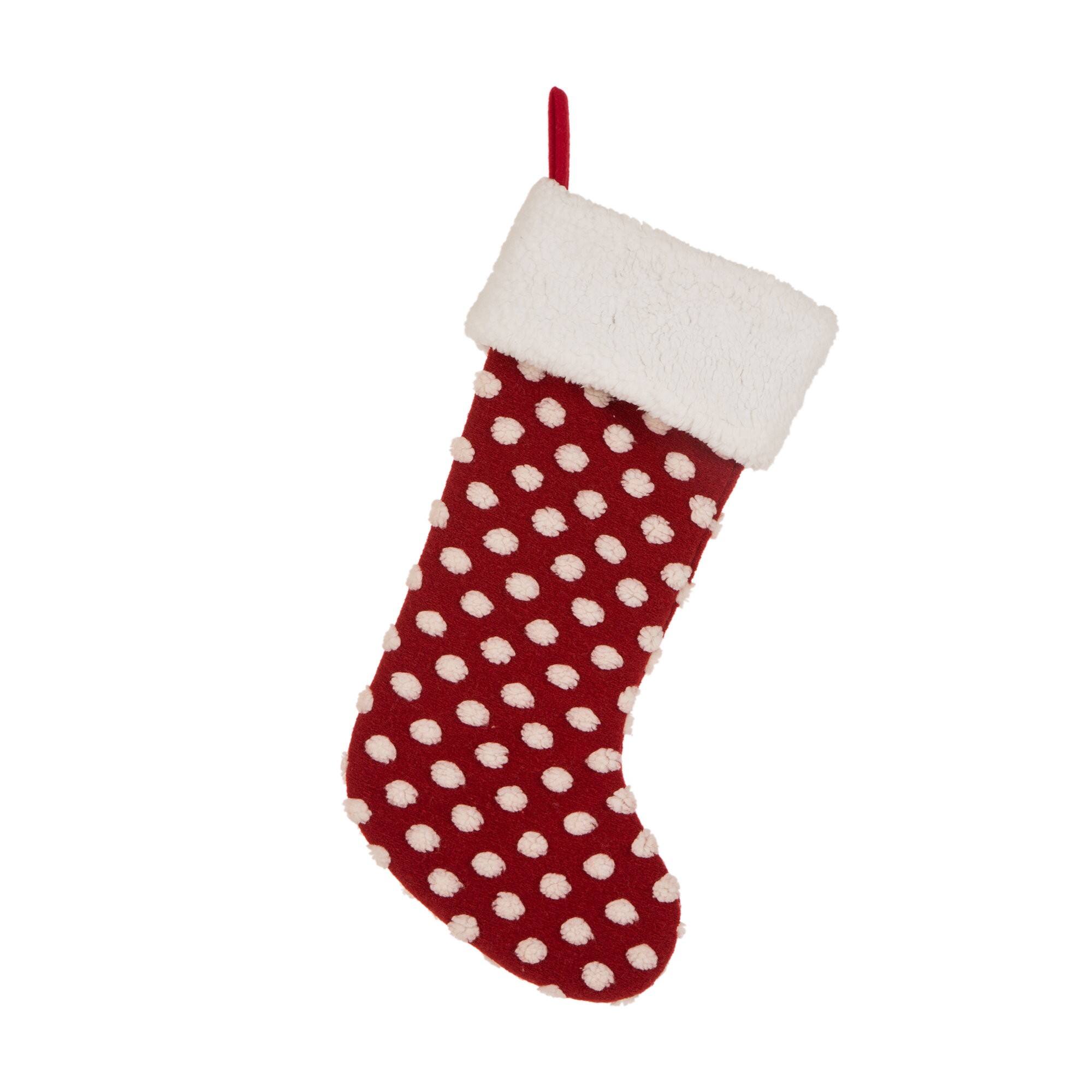 Holiday Stocking Blue Suede-Like with Gold Polka Dots 14" 