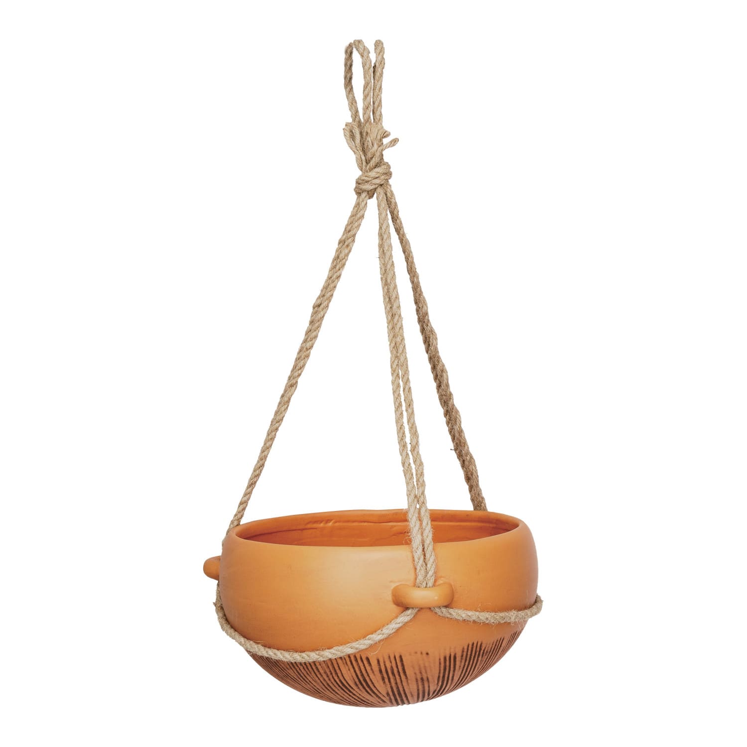 9.5&#x22; Terra Cotta Hanging Stoneware Planter with Cotton Hanger