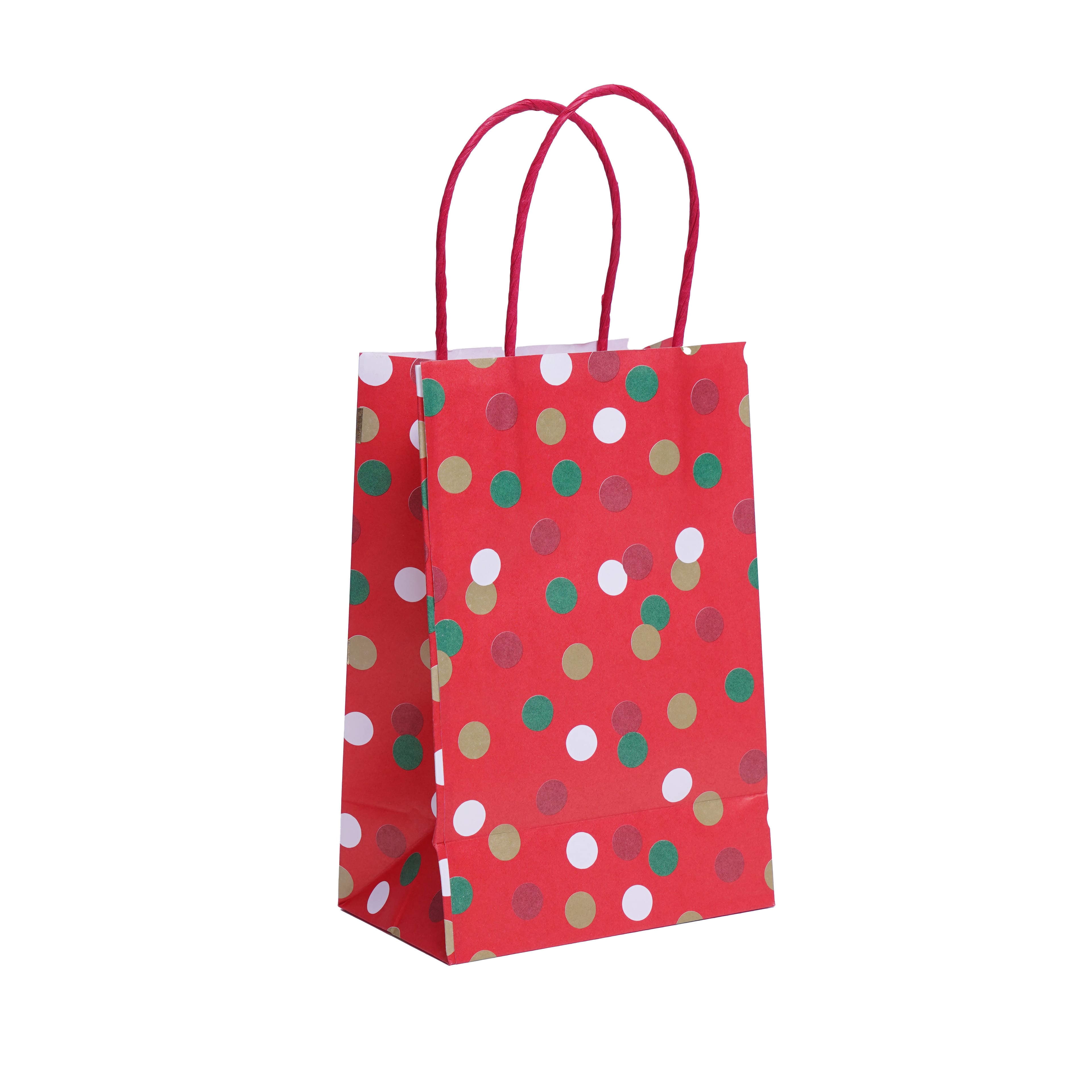 8&#x22; Christmas Polka Dot Gift Bags, 6ct. by Celebrate It&#x2122;