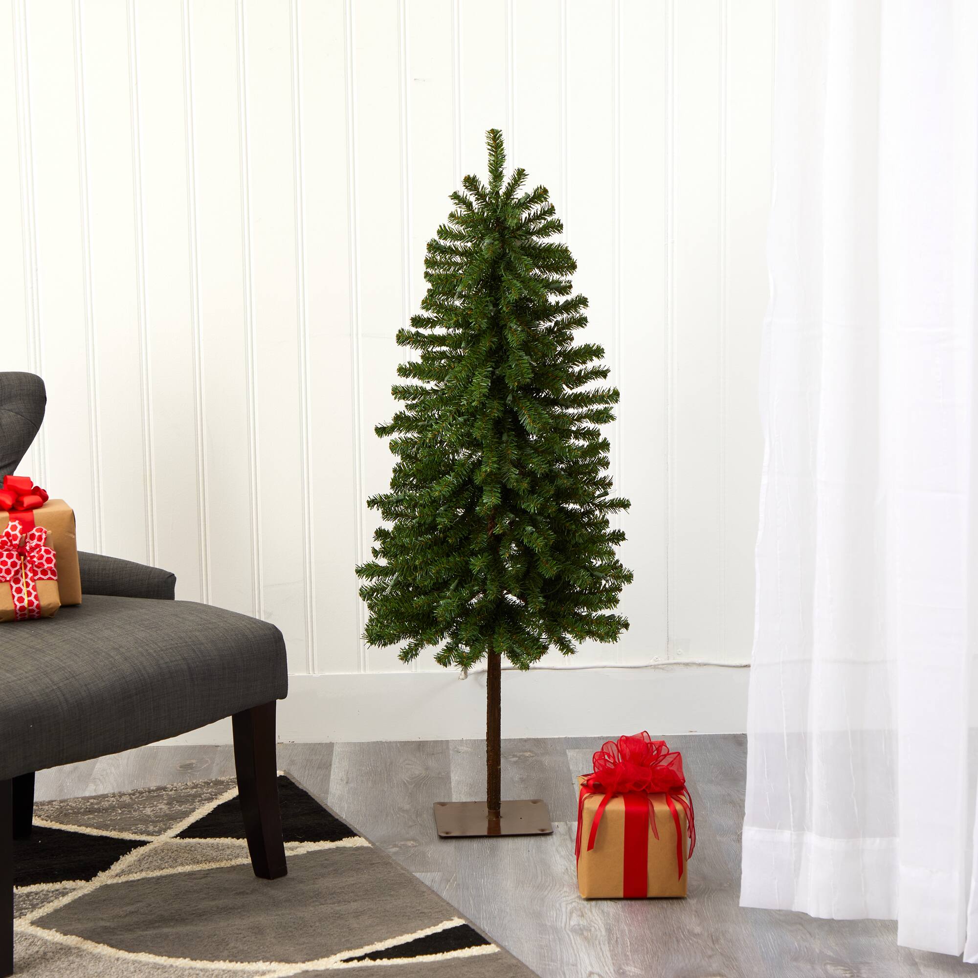 4ft. Pre-Lit Alpine Artificial Christmas Tree with Clear Lights