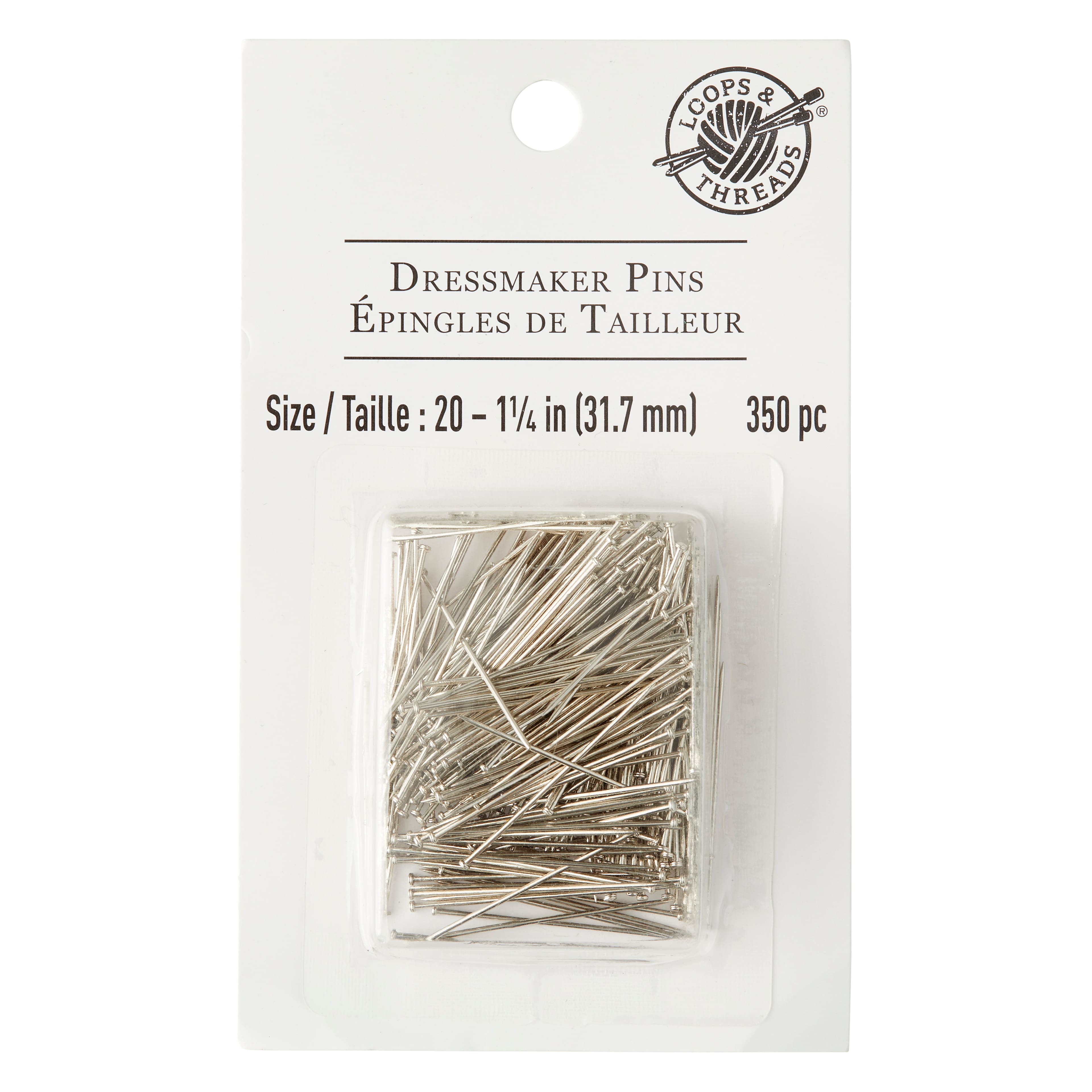 12 Packs: 350 ct. (4,200 total) 1.25&#x22; Dressmaker Pins by Loops &#x26; Threads&#x2122;