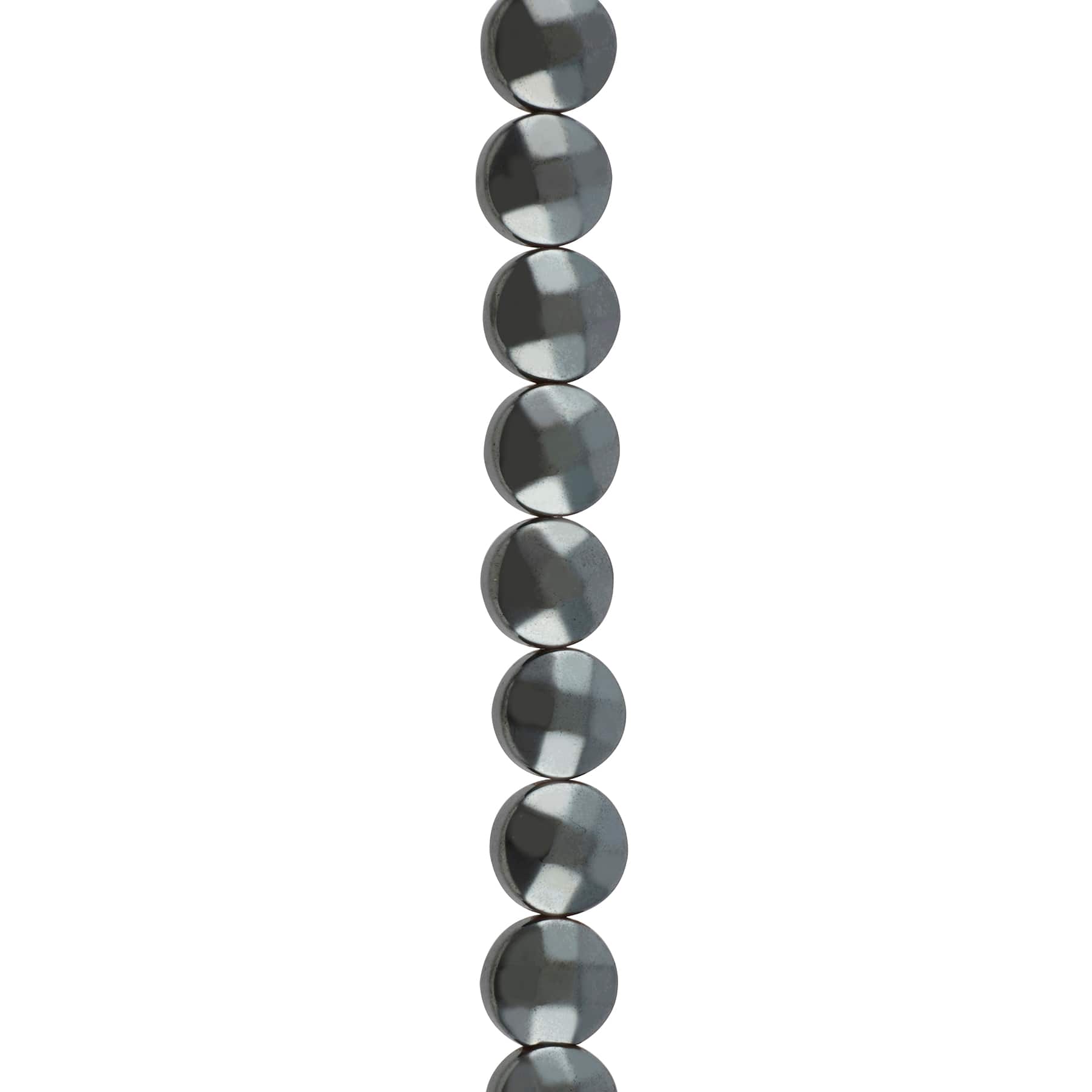 Faceted Hematite Coin Beads