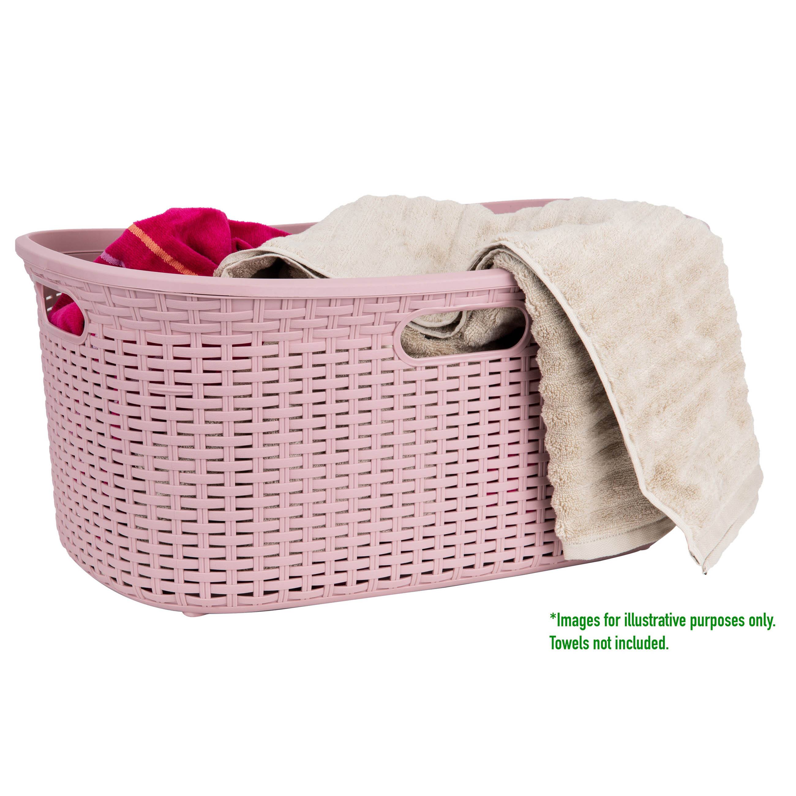 Mind Reader 10.5&#x27;&#x27; Pink Laundry Basket with Cutout Handles