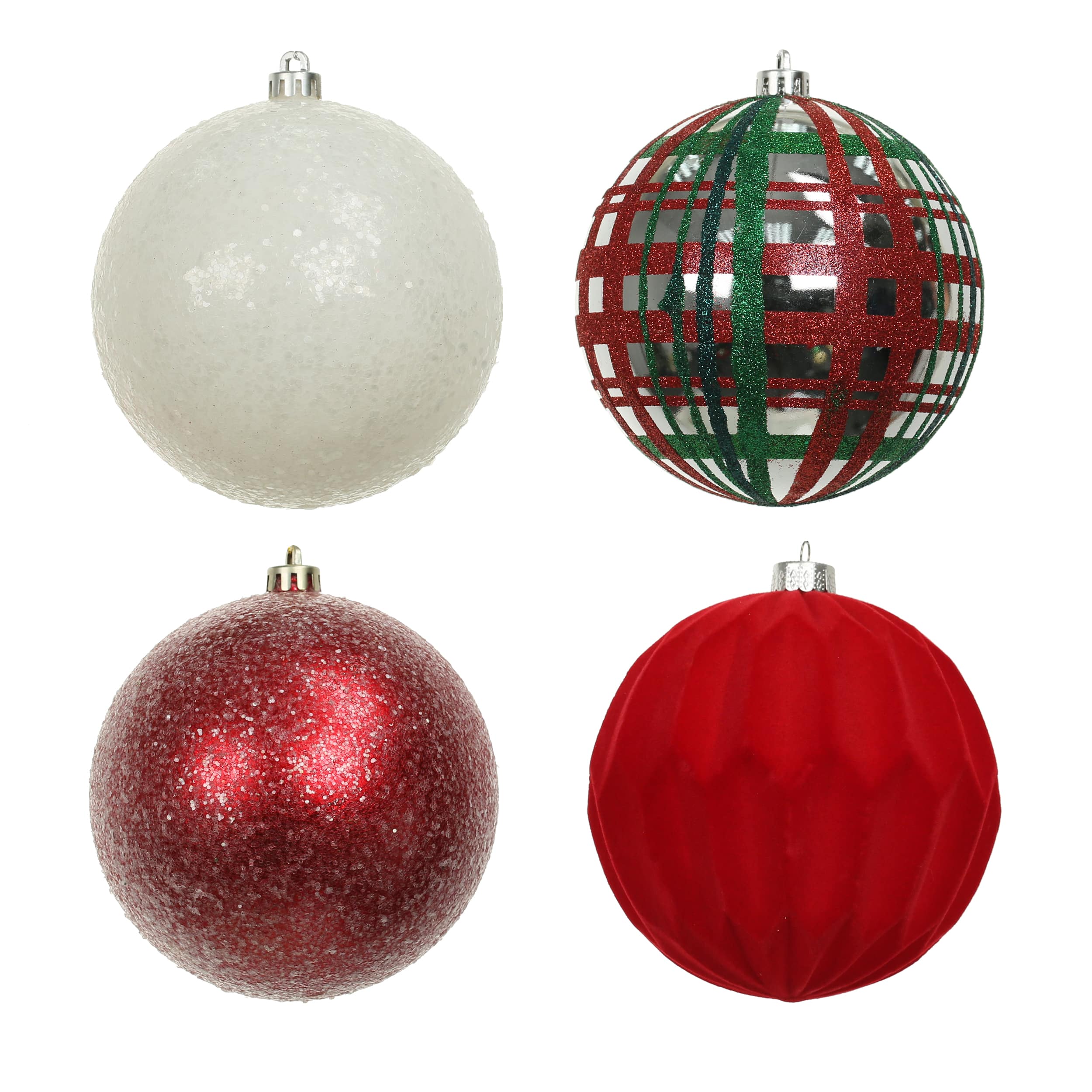 Assorted 4 Pack 4.7&#x22; Red, Green &#x26; White Peppermint Lane Shatterproof Ball Ornaments, 1pc. by Ashland&#xAE;