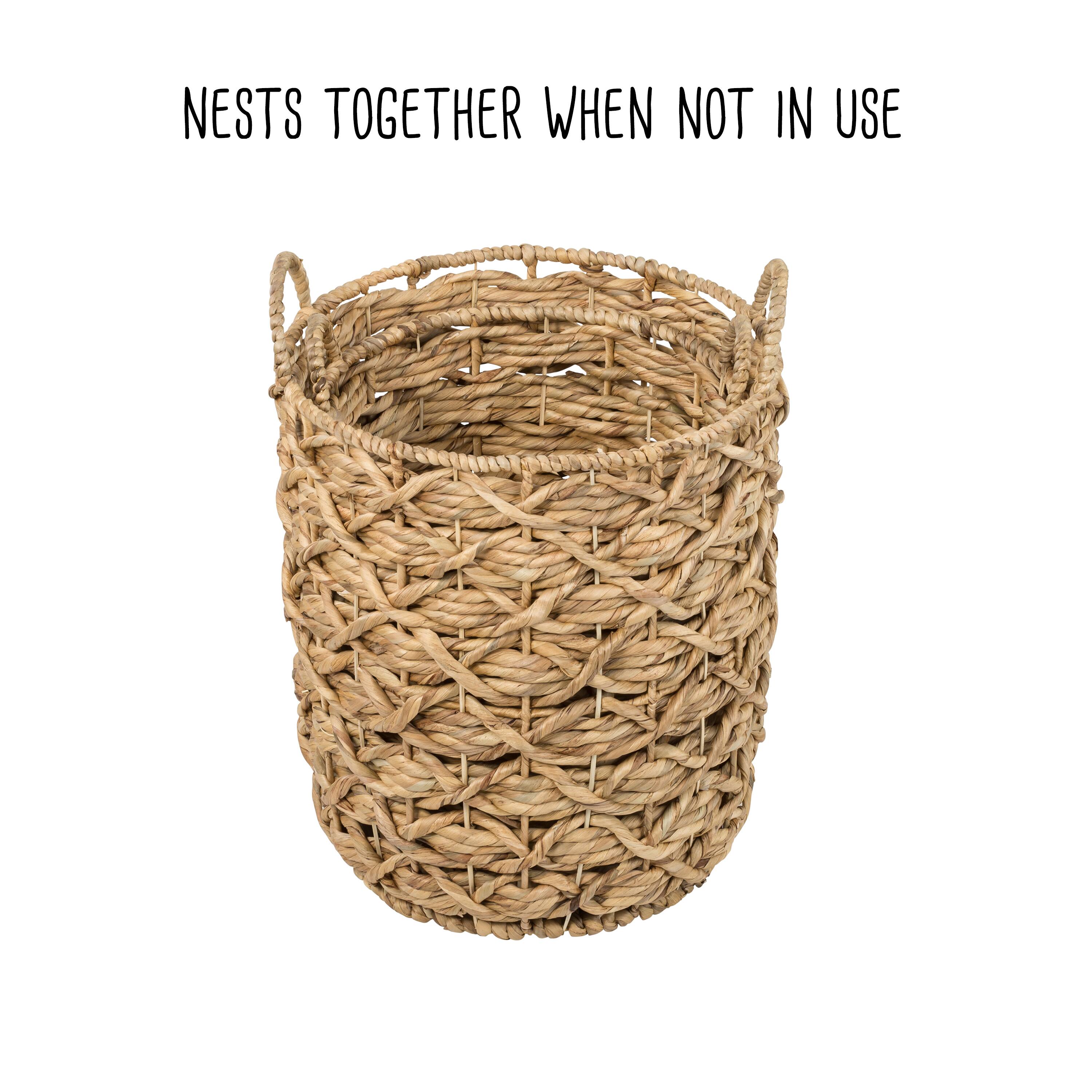 Honey Can Do Natural Round Decorative Wicker Basket Set