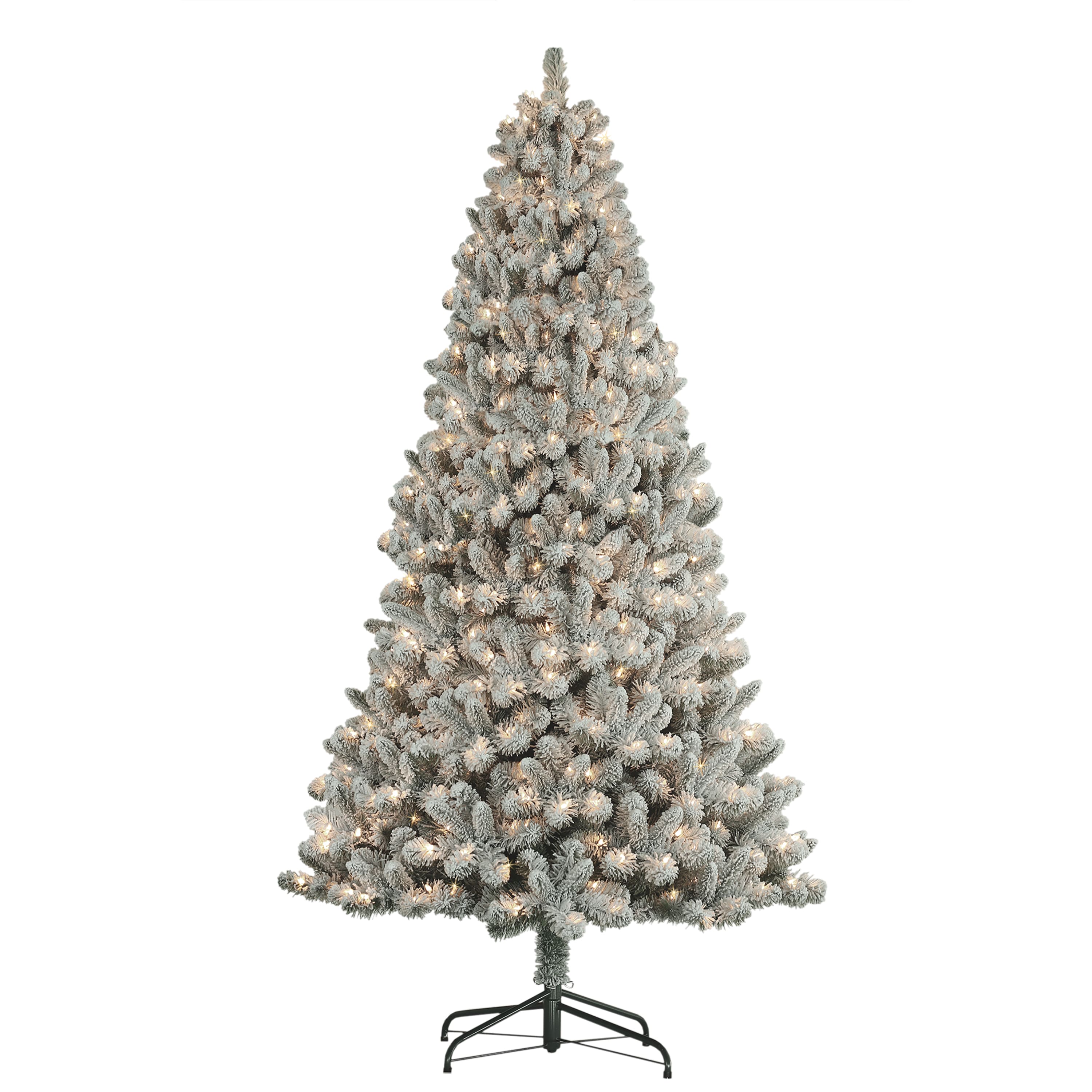 7.5ft. Pre-Lit Flocked Virginia Pine Artificial Christmas Tree, Clear Lights