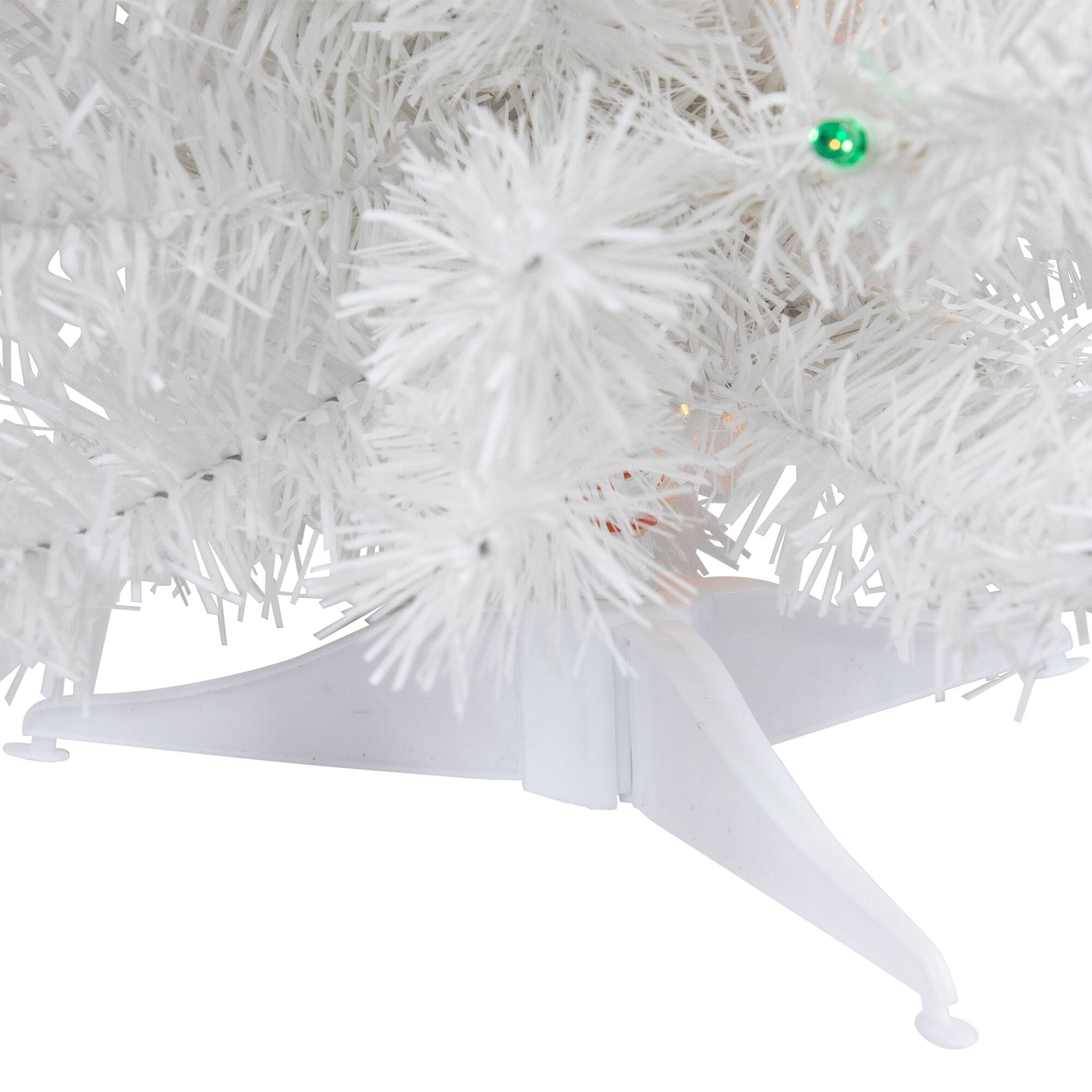 18&#x22; Pre-Lit Snow White Artificial Christmas Tree, Multicolor Lights