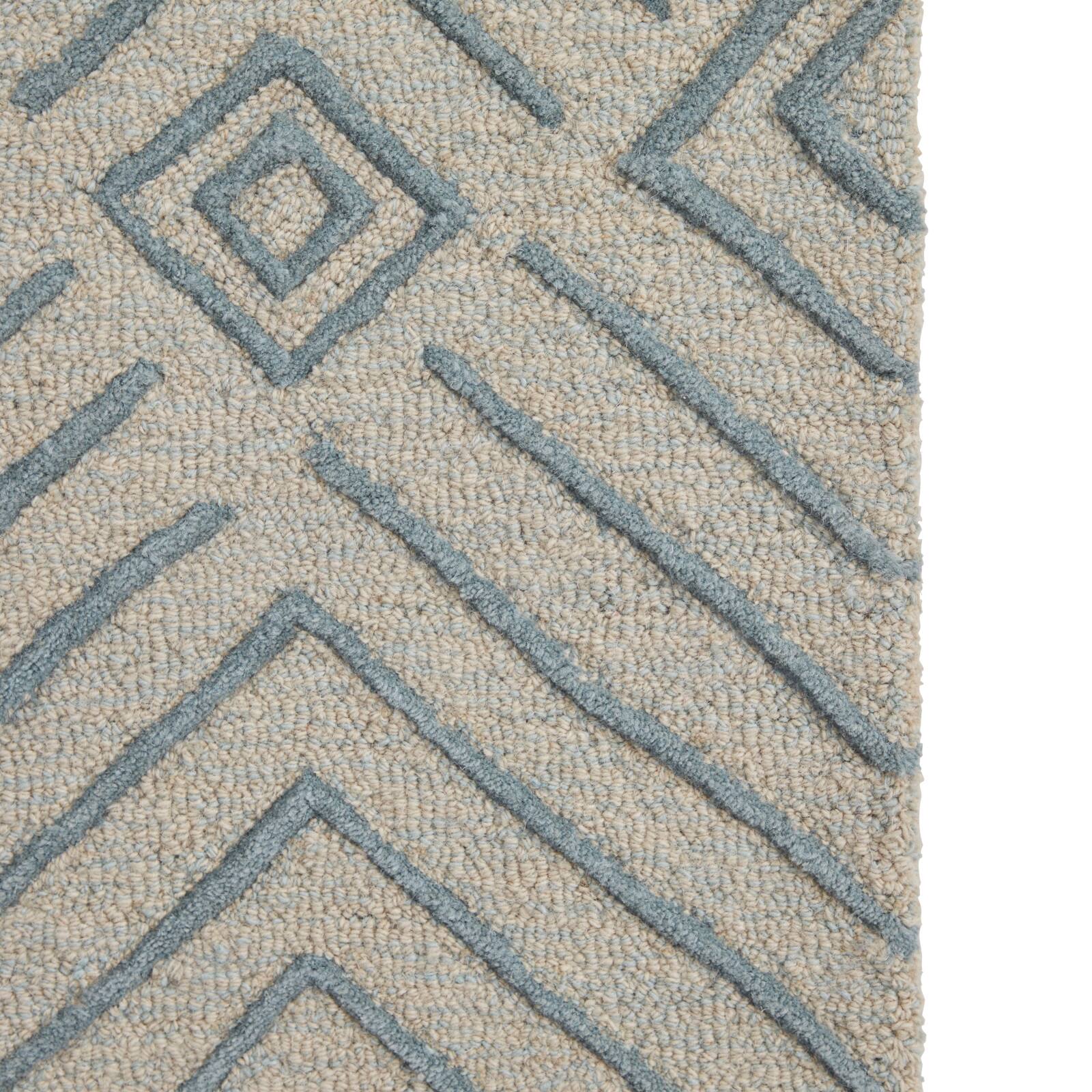 White Wool Modern Hand Hooked Rug