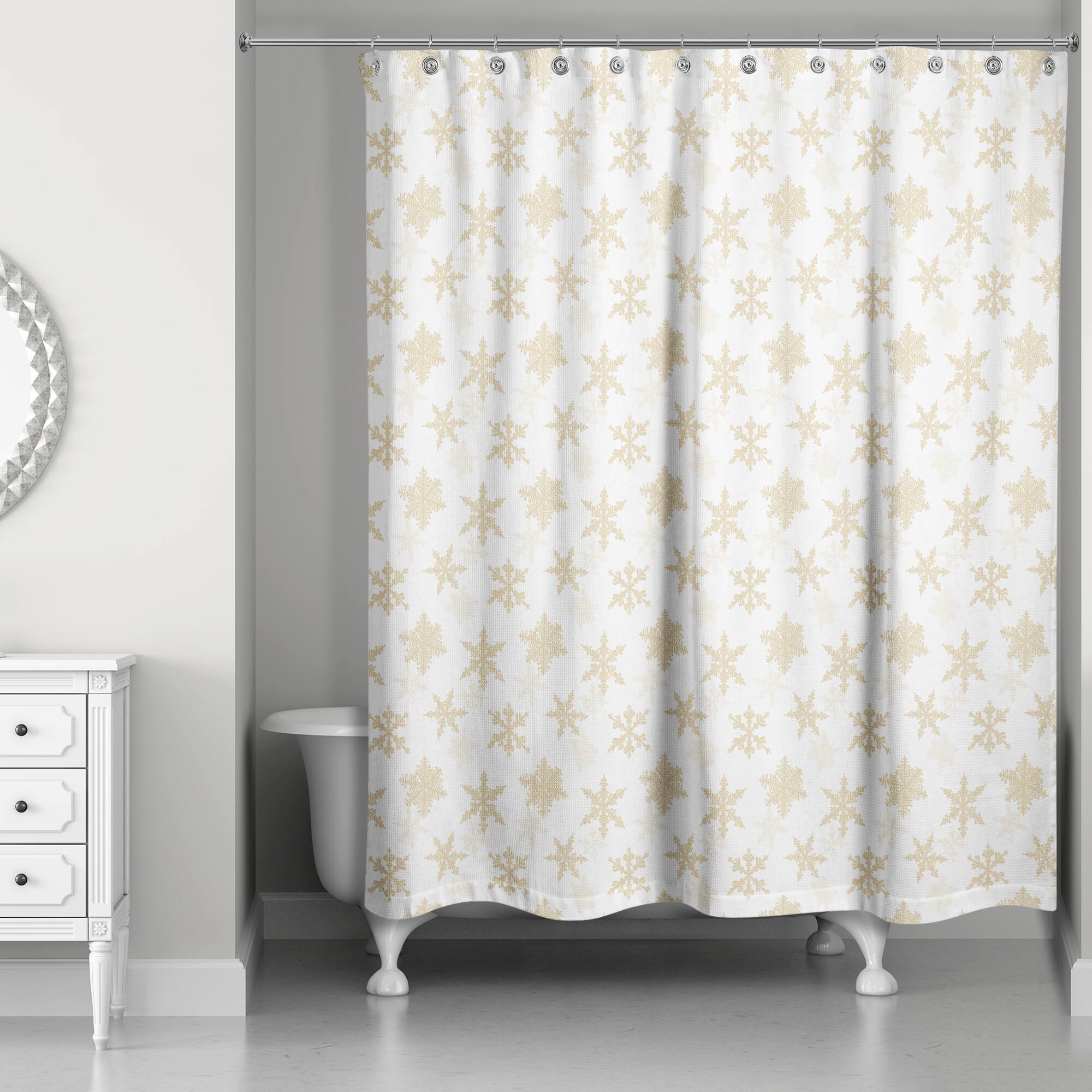 Cream Snowflakes Shower Curtain