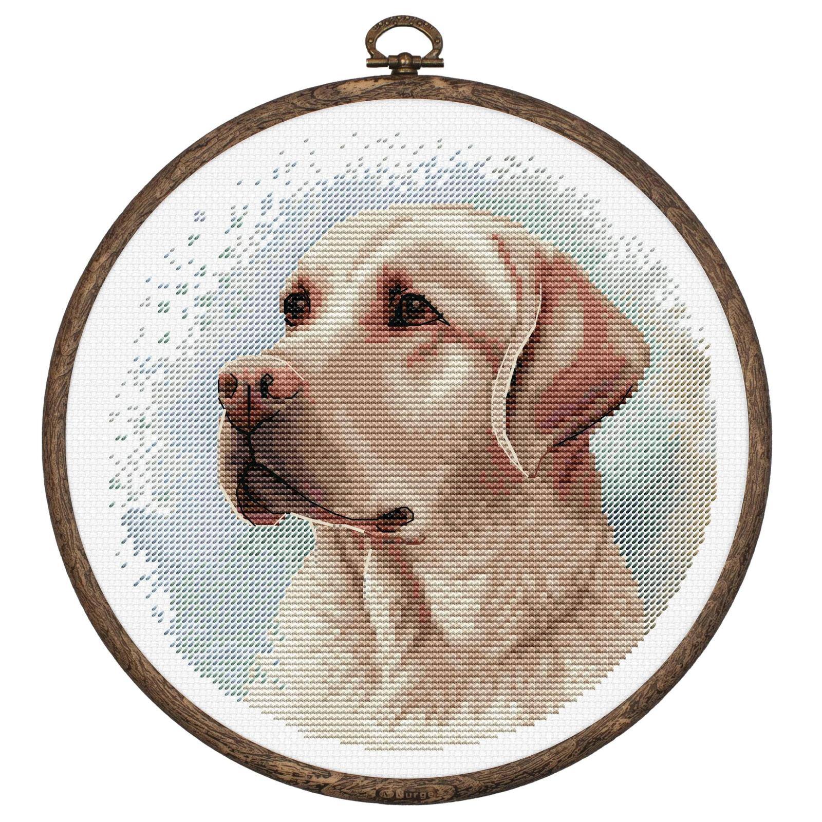 Luca-S Labrador Counted Cross Stitch Kit with Display Hoop