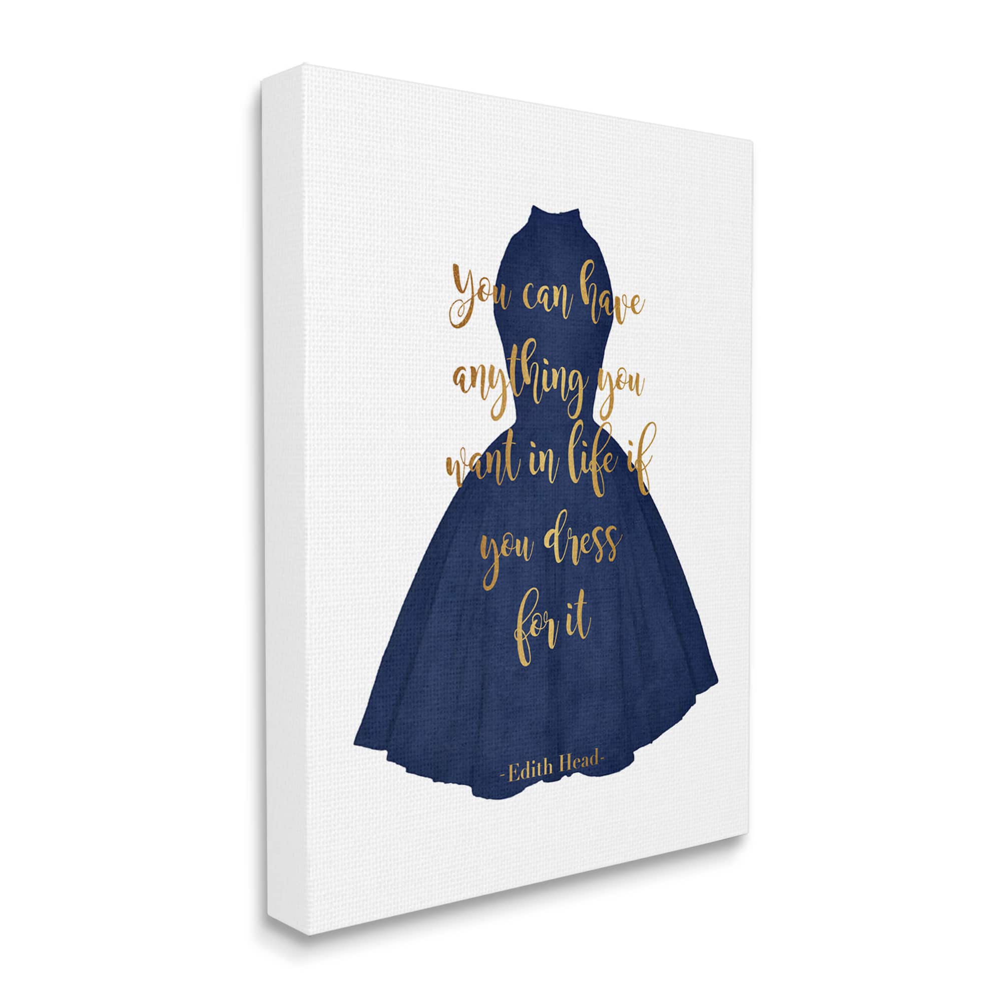Stupell Industries If You Dress For It Quote Blue Gown Fashion Canvas Wall Art