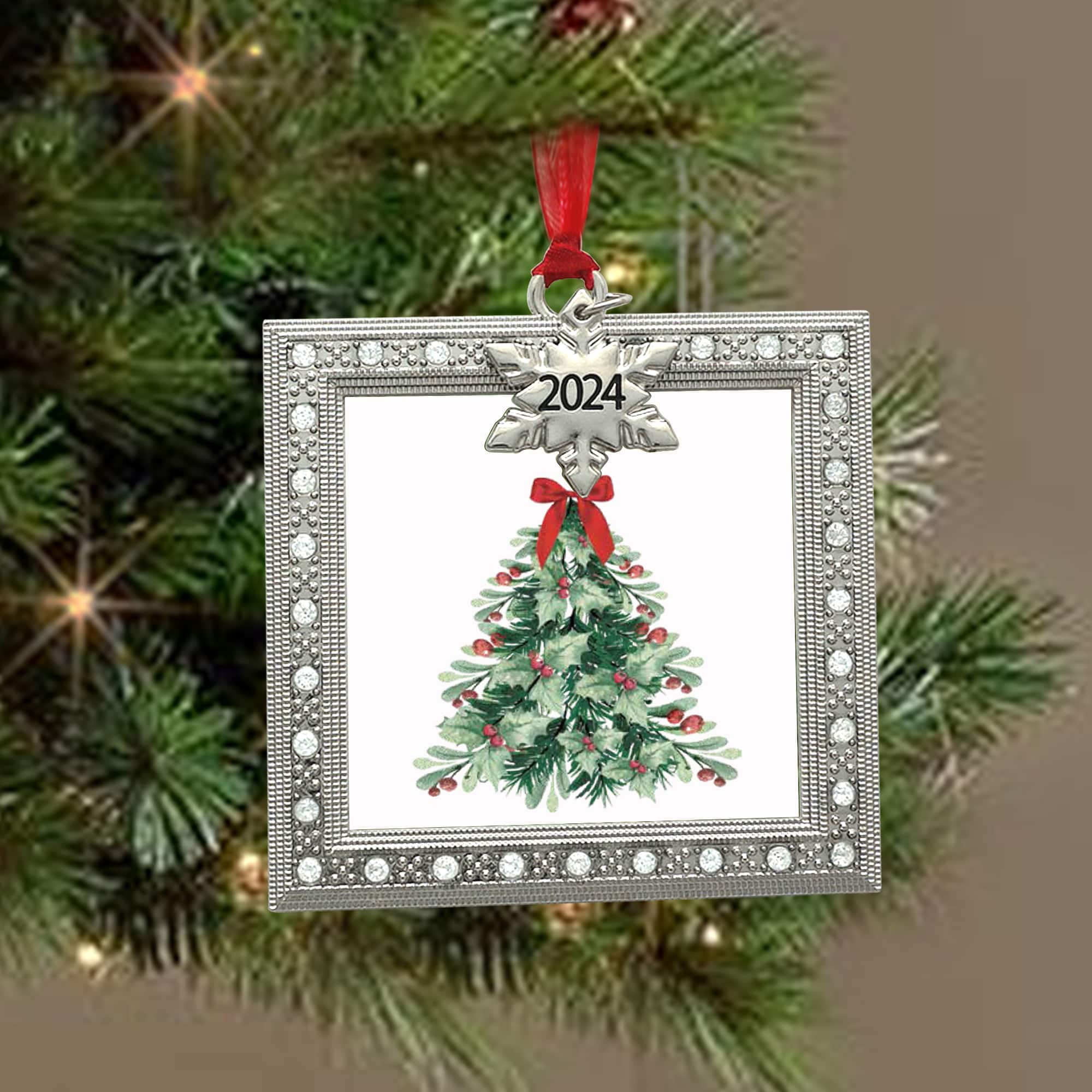 2.5&#x22; x 2.5&#x22; Silver Jewel 2024 Ornament Frame by Studio D&#xE9;cor&#xAE;