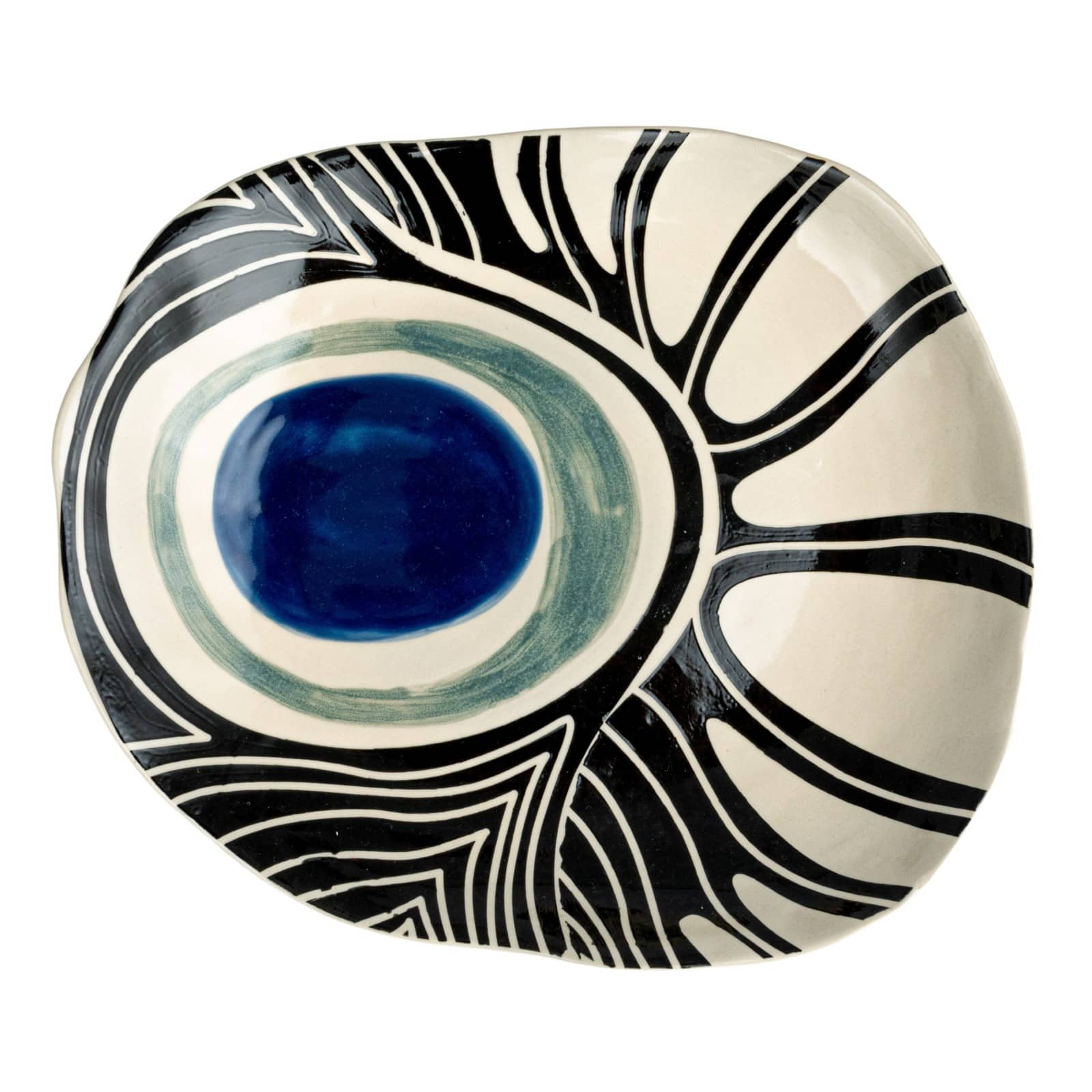Hello Honey® 12.25" Abstract Azure Stoneware Plate