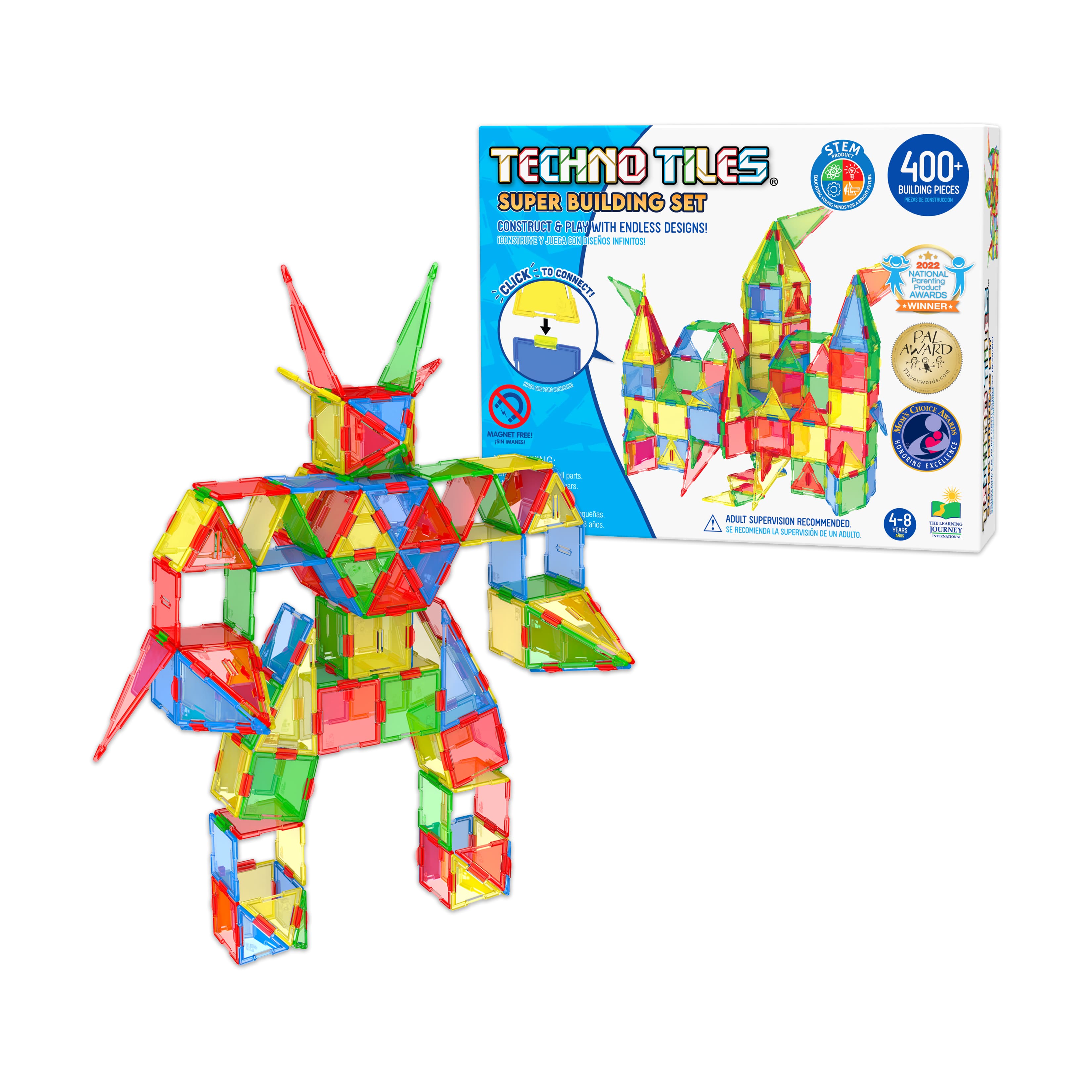 Techno Tiles - Super Building Set: Primary Colors: 400+ Pcs