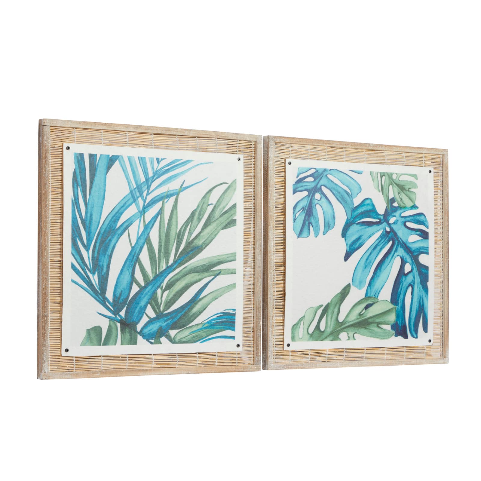 Set of 2 Blue Sea Grass Eclectic Botanical Wall Decor, 29" x 29"