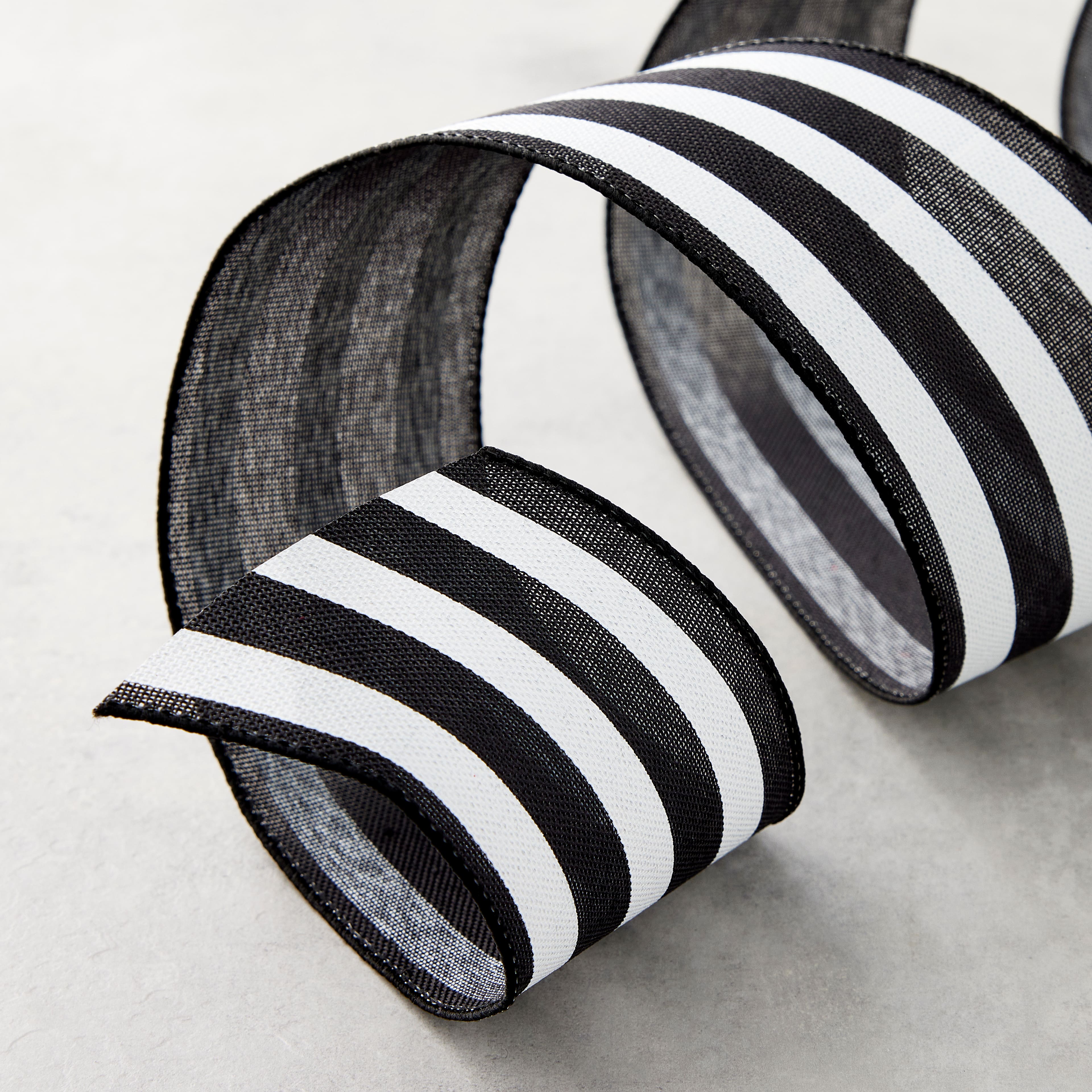 2.5" x 25ft. Stripe Faux Linen Wired Ribbon by Celebrate It™ Décor