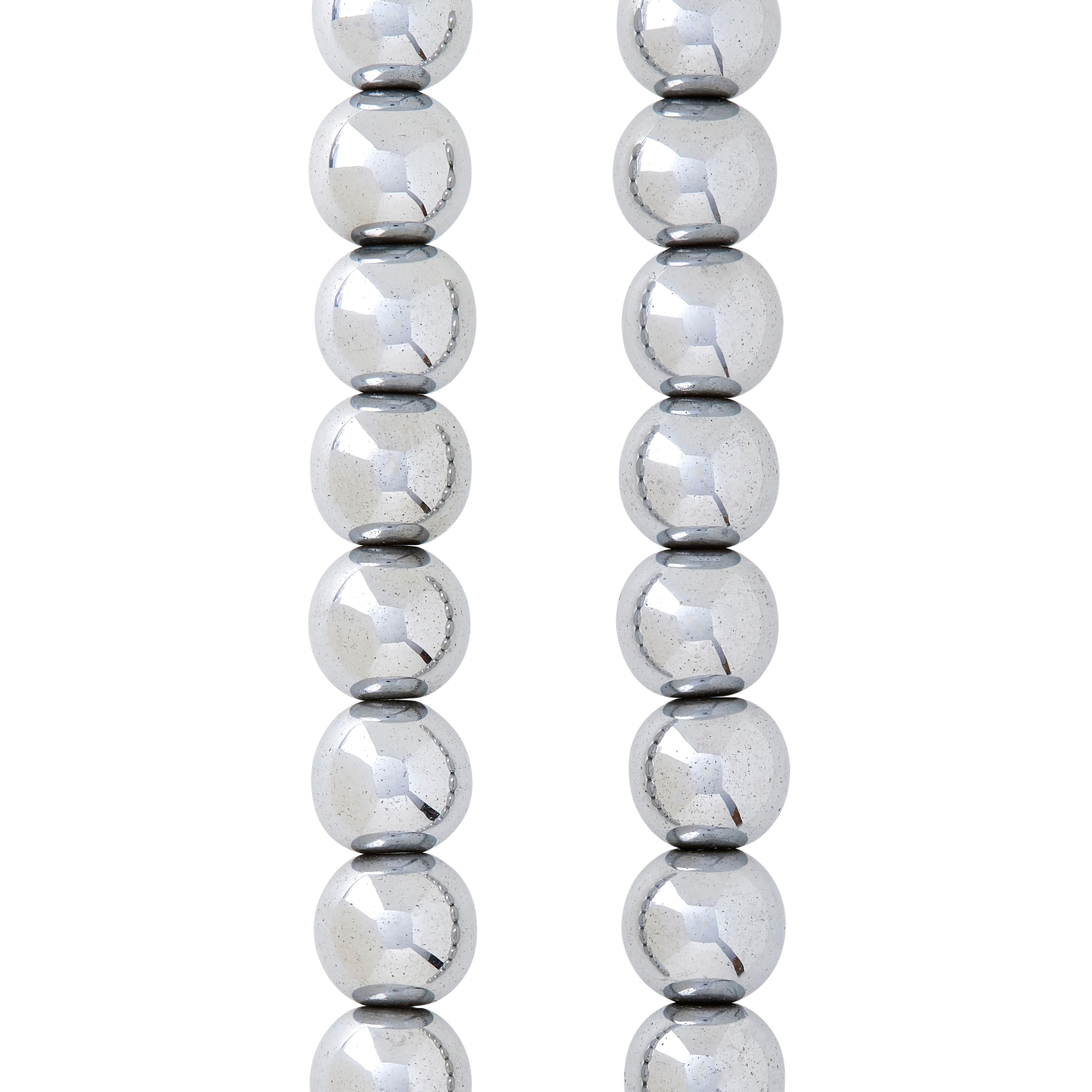 10mm beads Earrings in silver and hematite