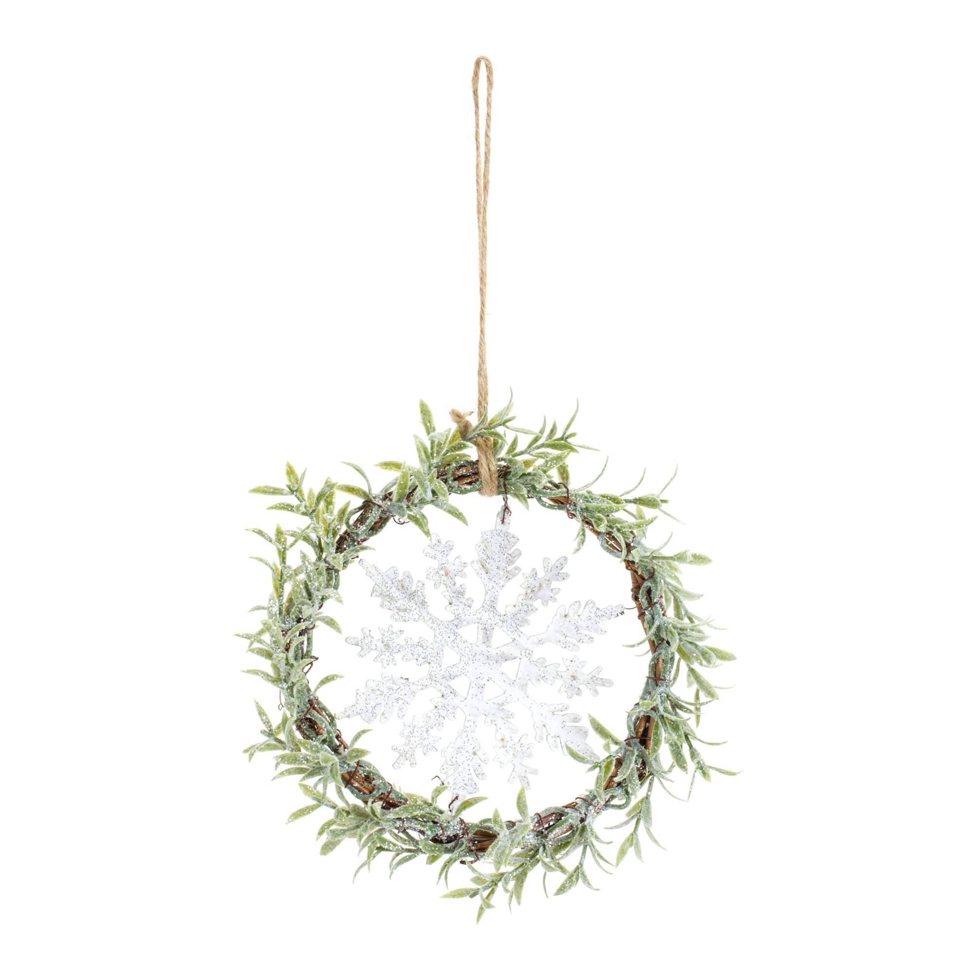 7.5&#x22; Frosted Pine &#x26; Snowflake Wreath Set