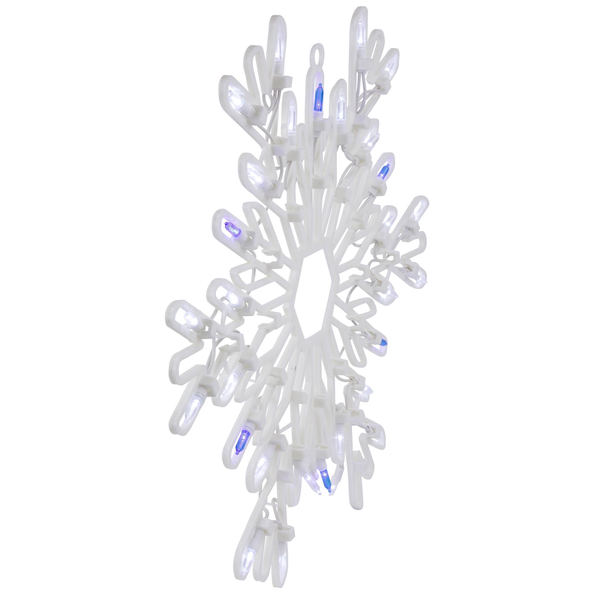 16" LED Lighted Pure White & Blue Snowflake Christmas Window Silhouette Décor