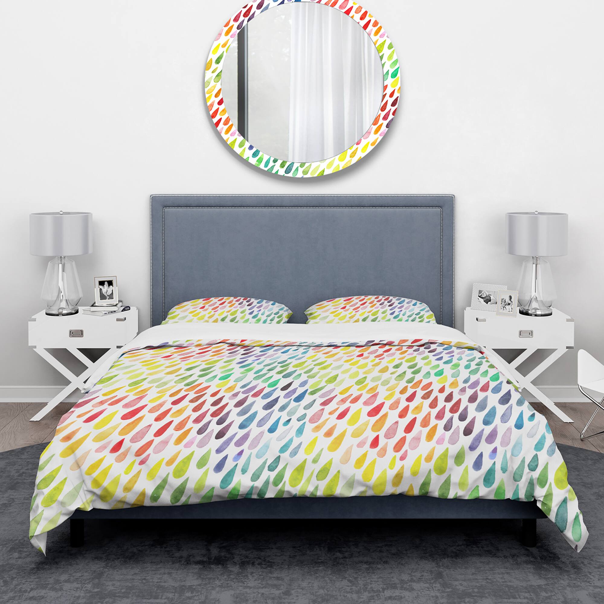 Designart &#x27;Collection of Paint Splash Watercolor Drops&#x27; Modern &#x26; Contemporary Bedding Set - Duvet Cover &#x26; Shams
