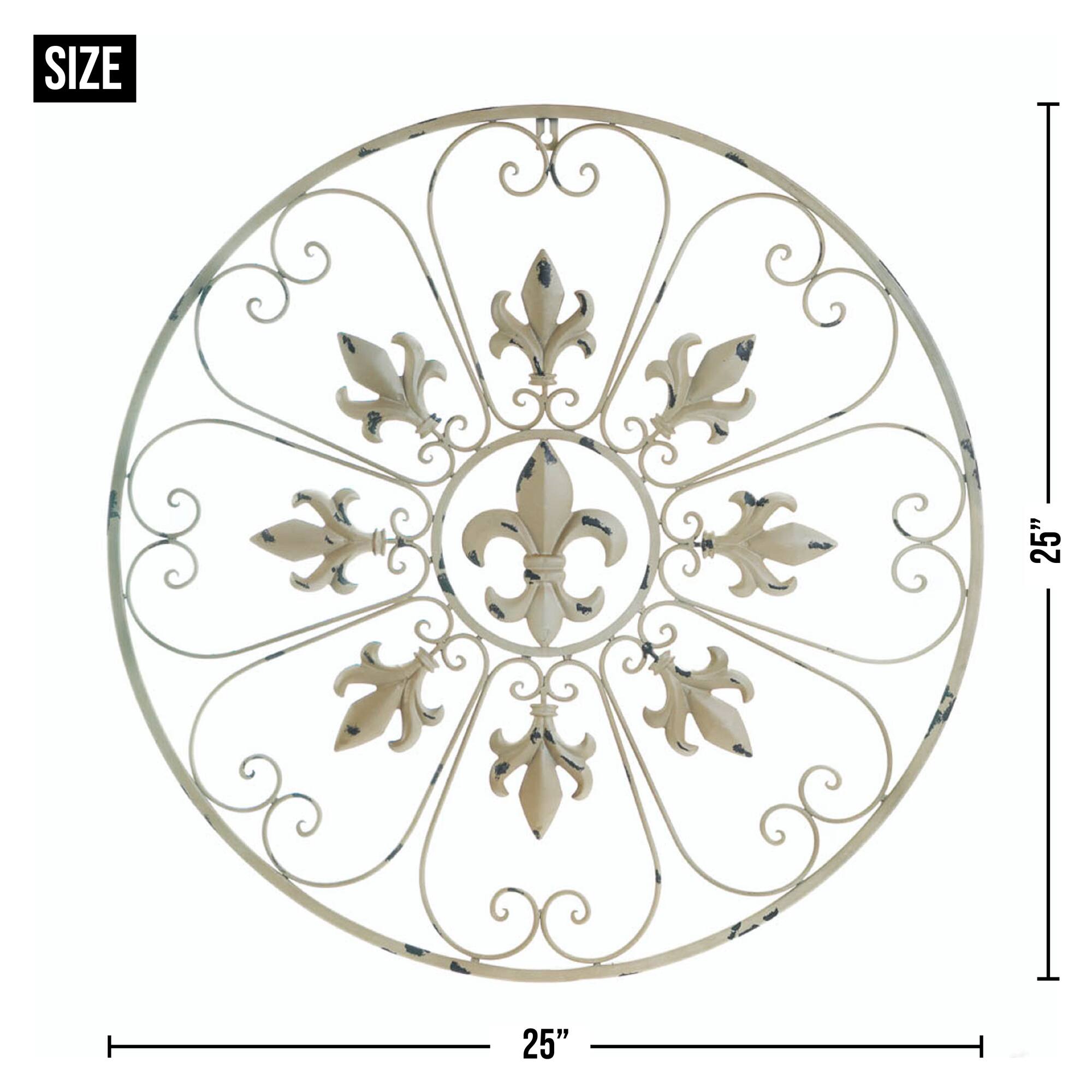 Cream Circular Fleur De Lis Wall D&#xE9;cor