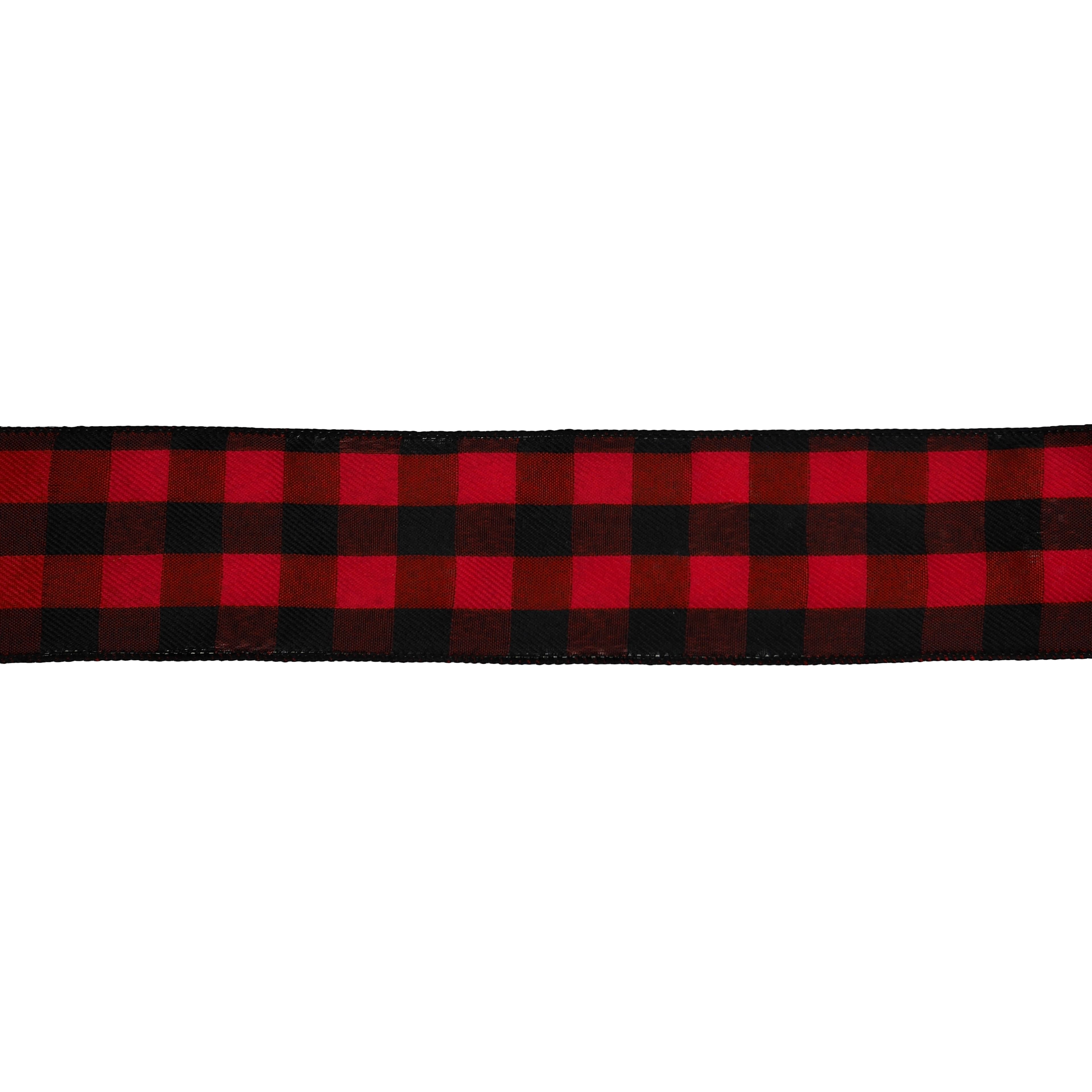 2.5&#x22; x 20ft. Red &#x26; Black Buffalo Check Wired Ribbon by Celebrate It&#xAE;