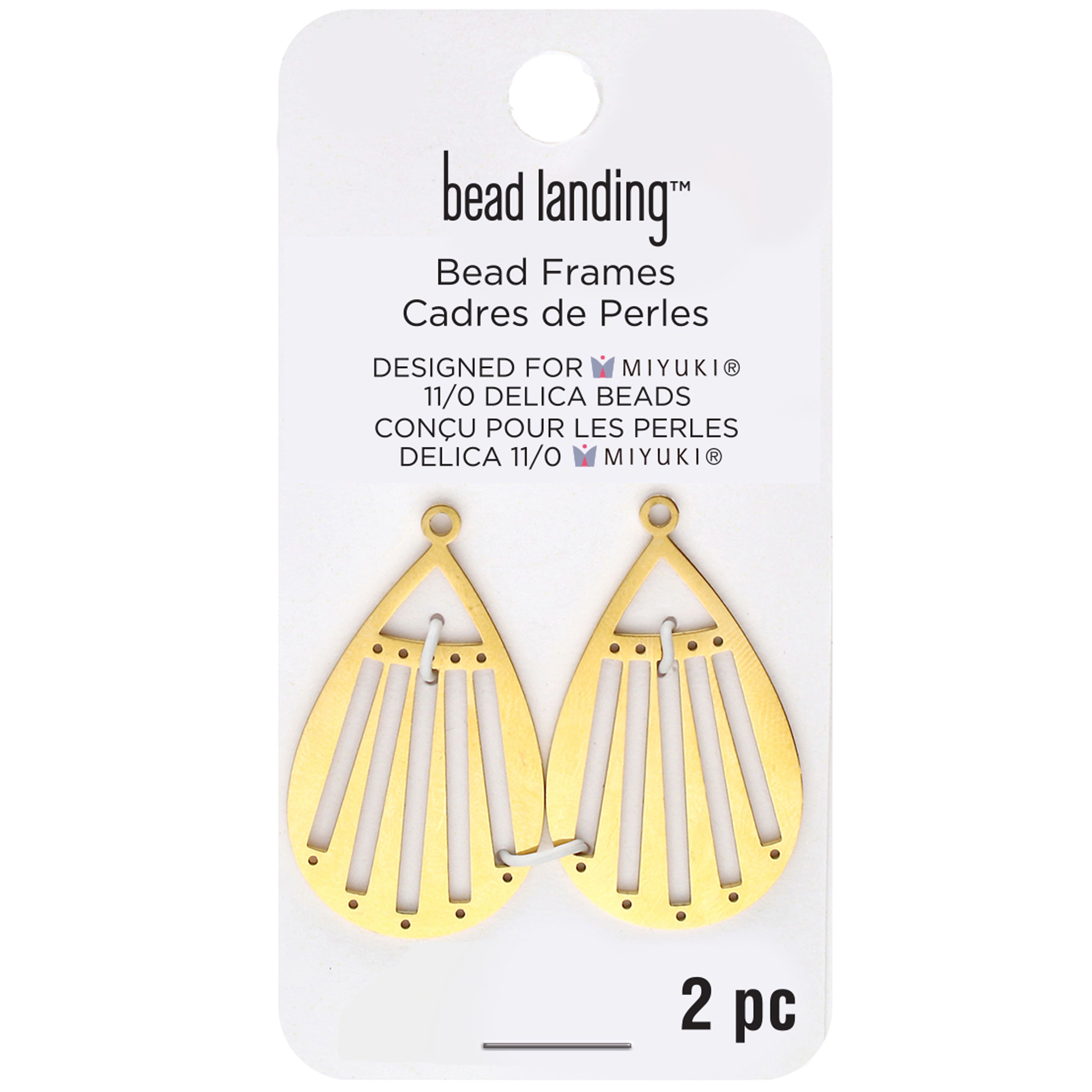 12 Packs: 2 ct. (24 total) Gold Teardrop Pendant Bead Frames by Bead Landing&#x2122;