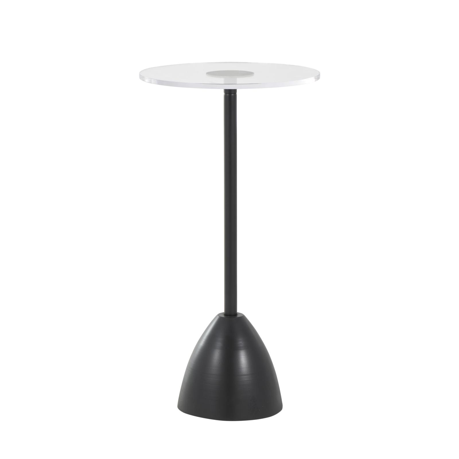 25.5" Black Metal Pedestal Accent Table with Clear Acrylic Tabletop