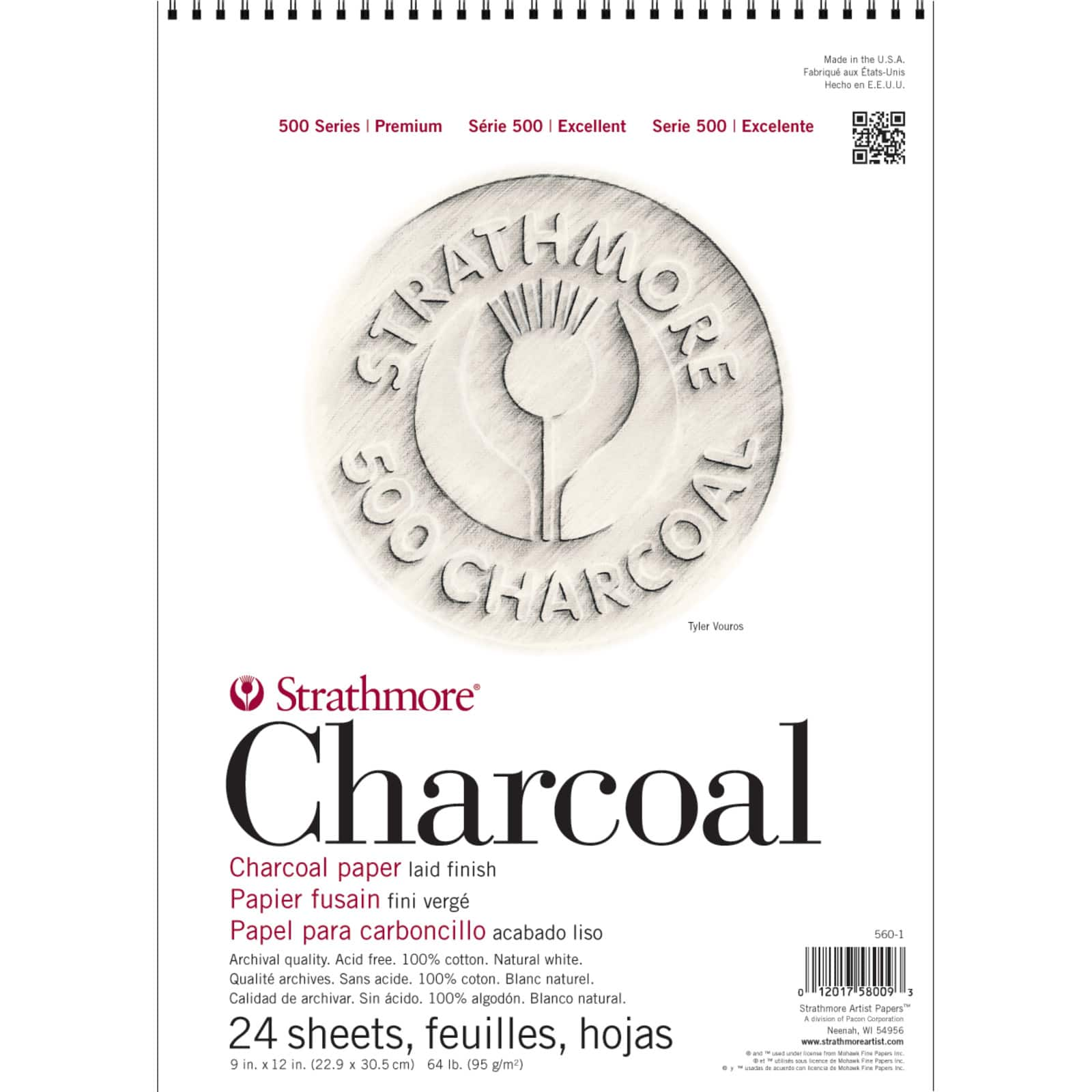 Strathmore&#xAE; 500 Series Charcoal Paper Pad, Natural White